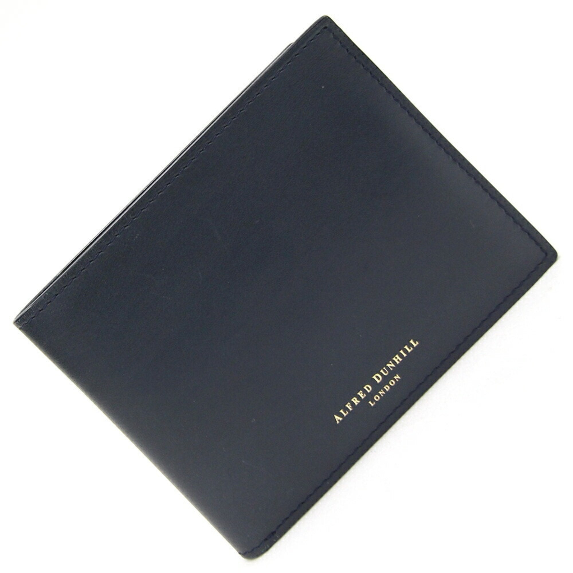 Bifold Wallet 18F2320 Dark Navy Leather Compact Black Men's All