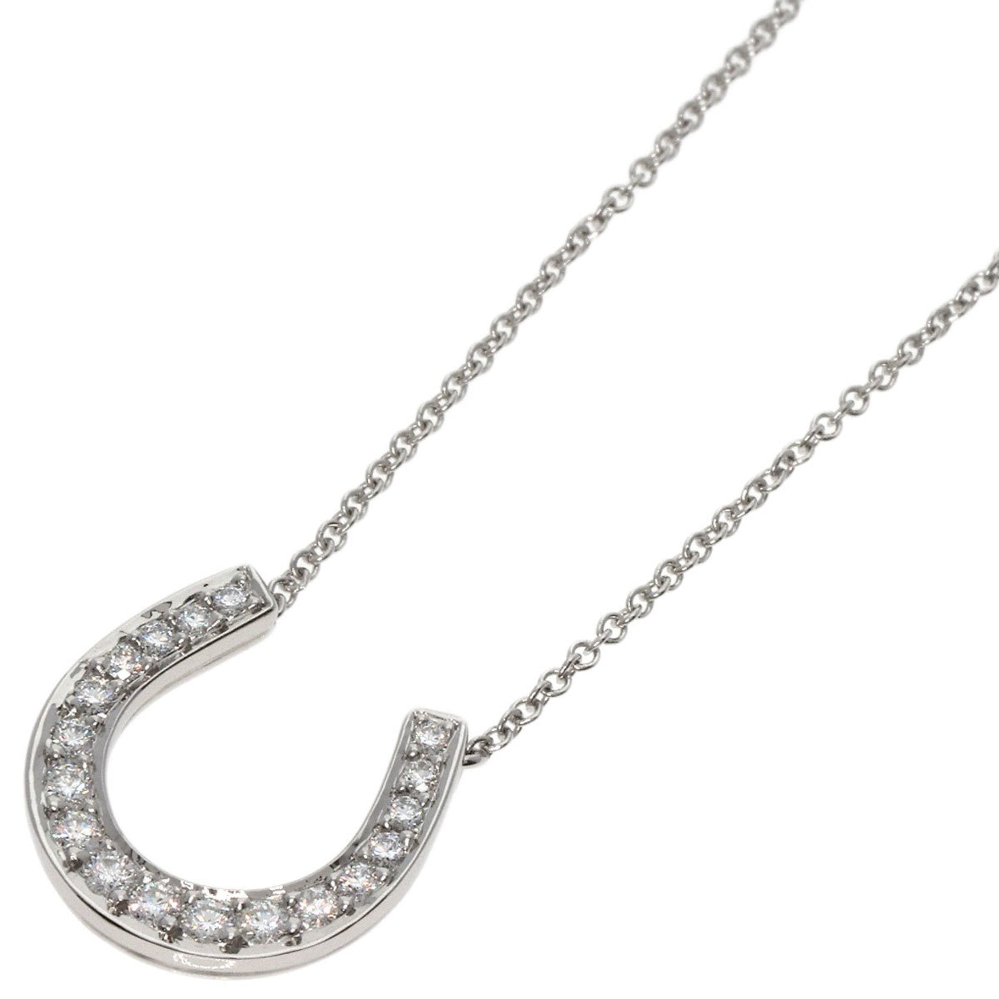 Image of TIFFANY Horseshoe Diamond Necklace Platinum PT950 Women's &Co.