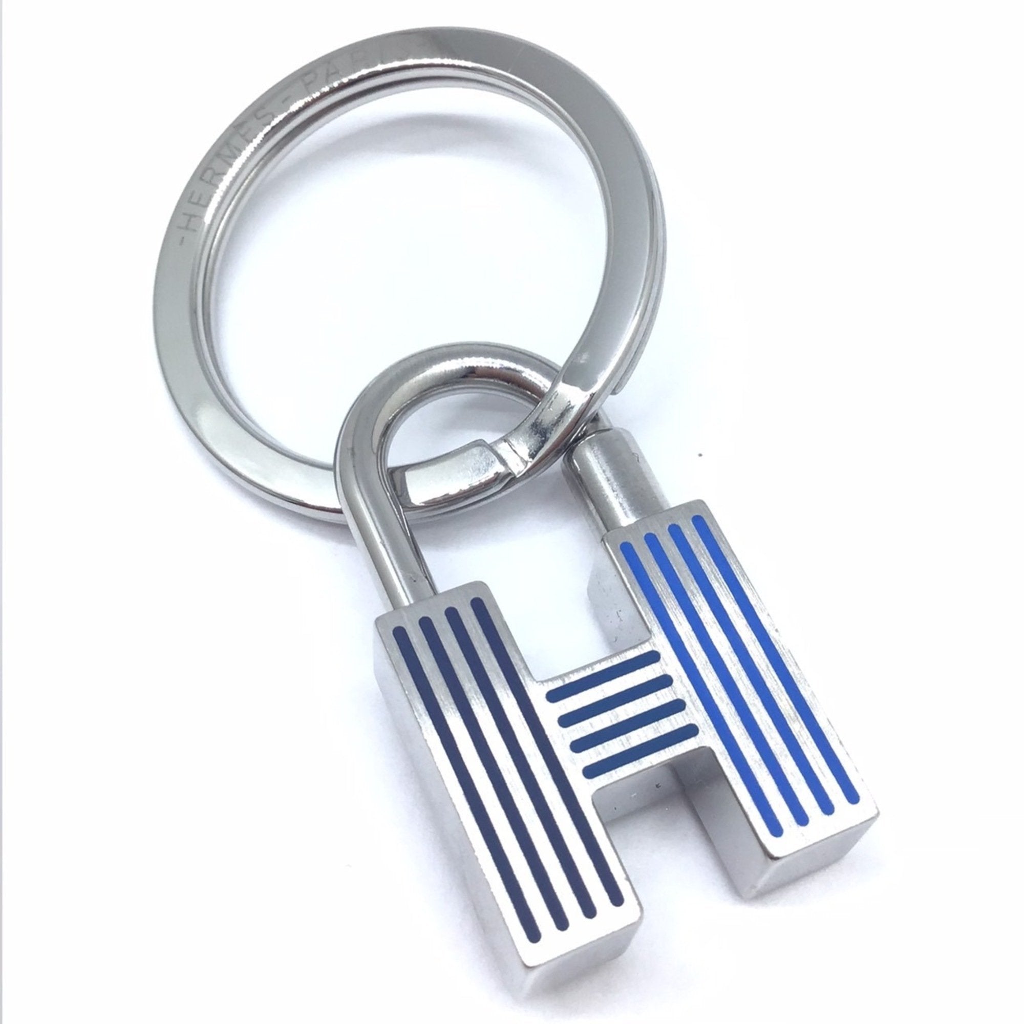 image of HERMES H Cadena Quiz Keychain Metal Camaille Blue Men Women Unisex