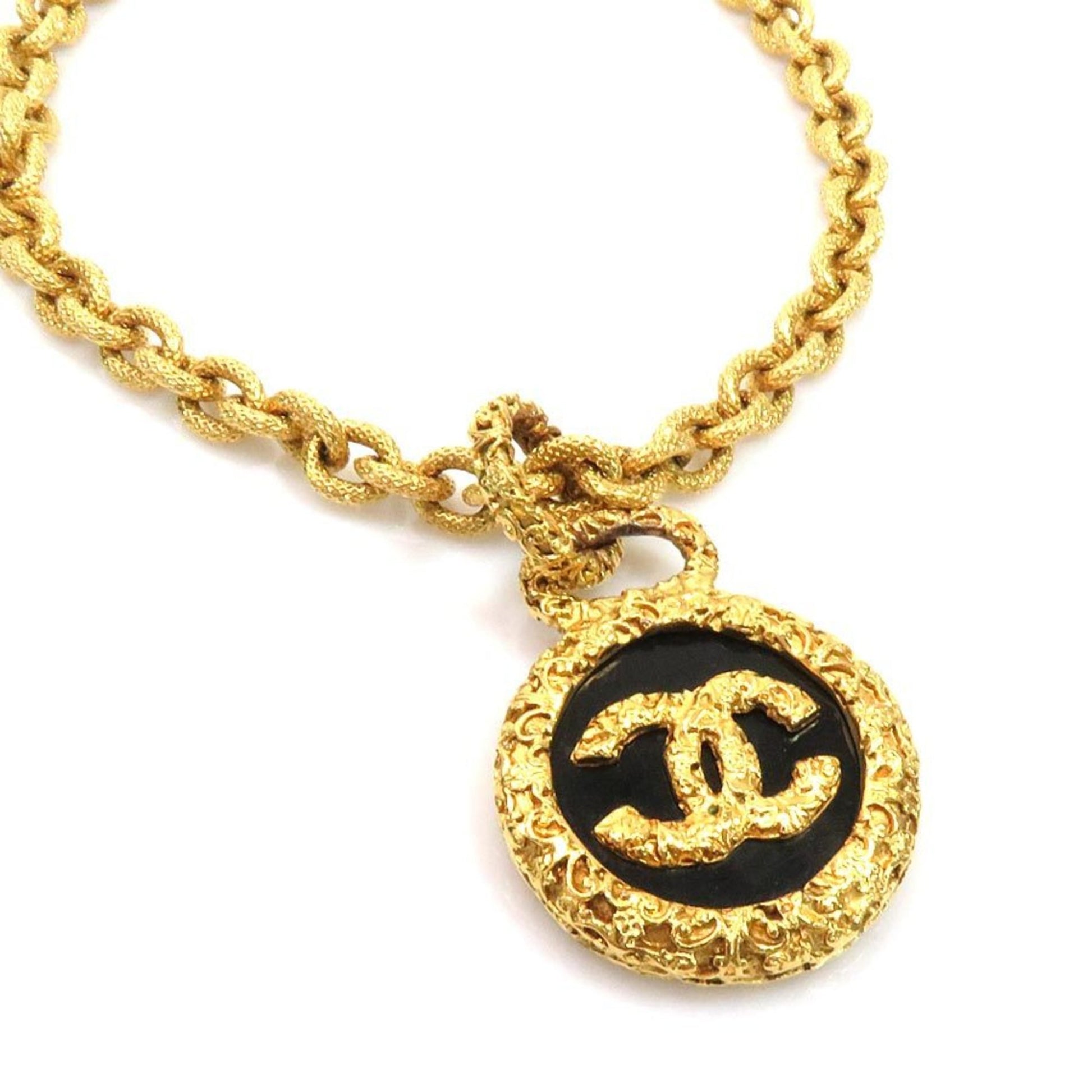 Chanel necklace here mark vintage gold x black metal material CHANEL l