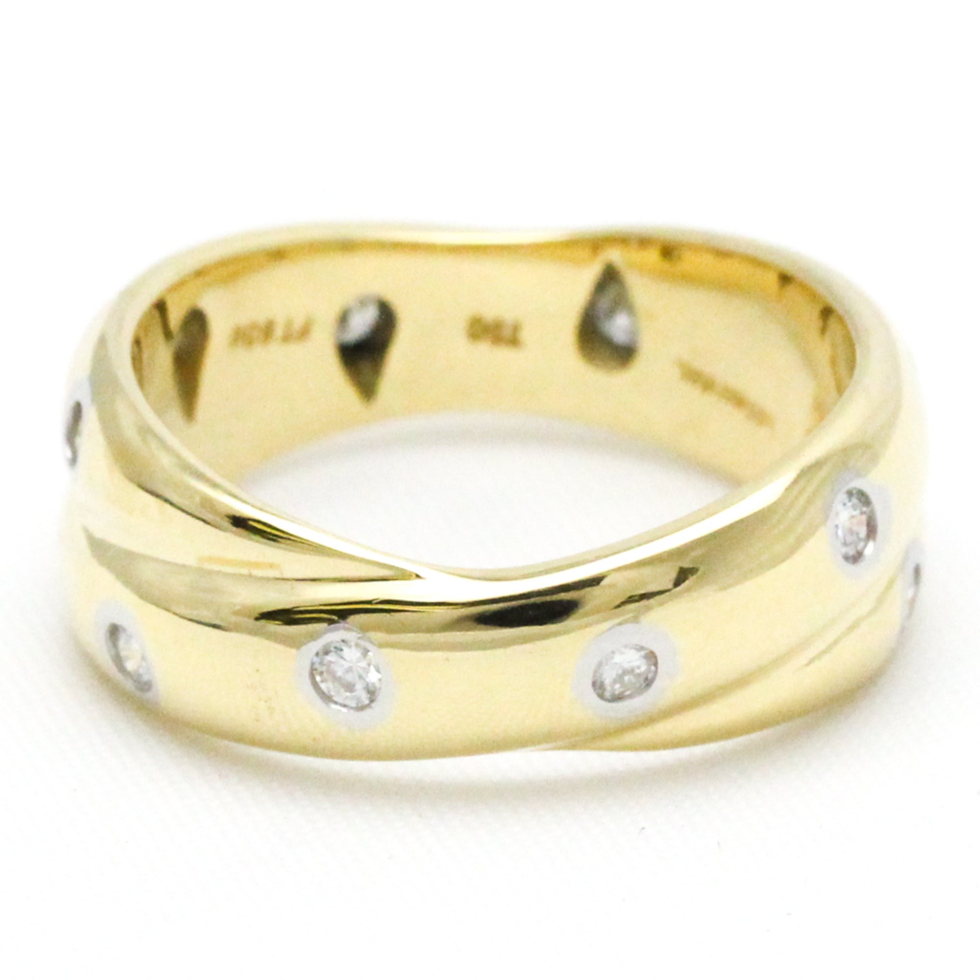 image of TIFFANY Dots Cross Diamond Ring Platinum,Yellow Gold [18K] Fashion Diamond Band Ring Yellow Gold