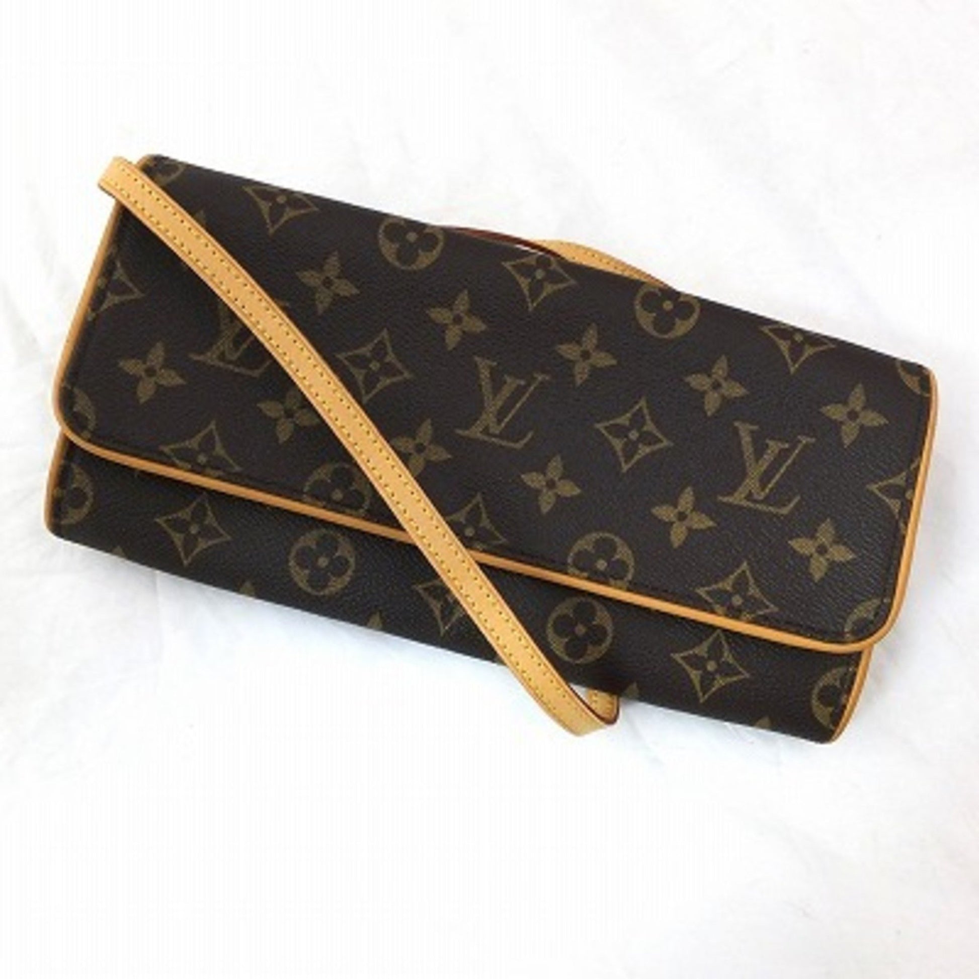 Louis Vuitton Pochette Twin PM Clutch Shoulder Bag 2WAY Monogram Brown  M51854