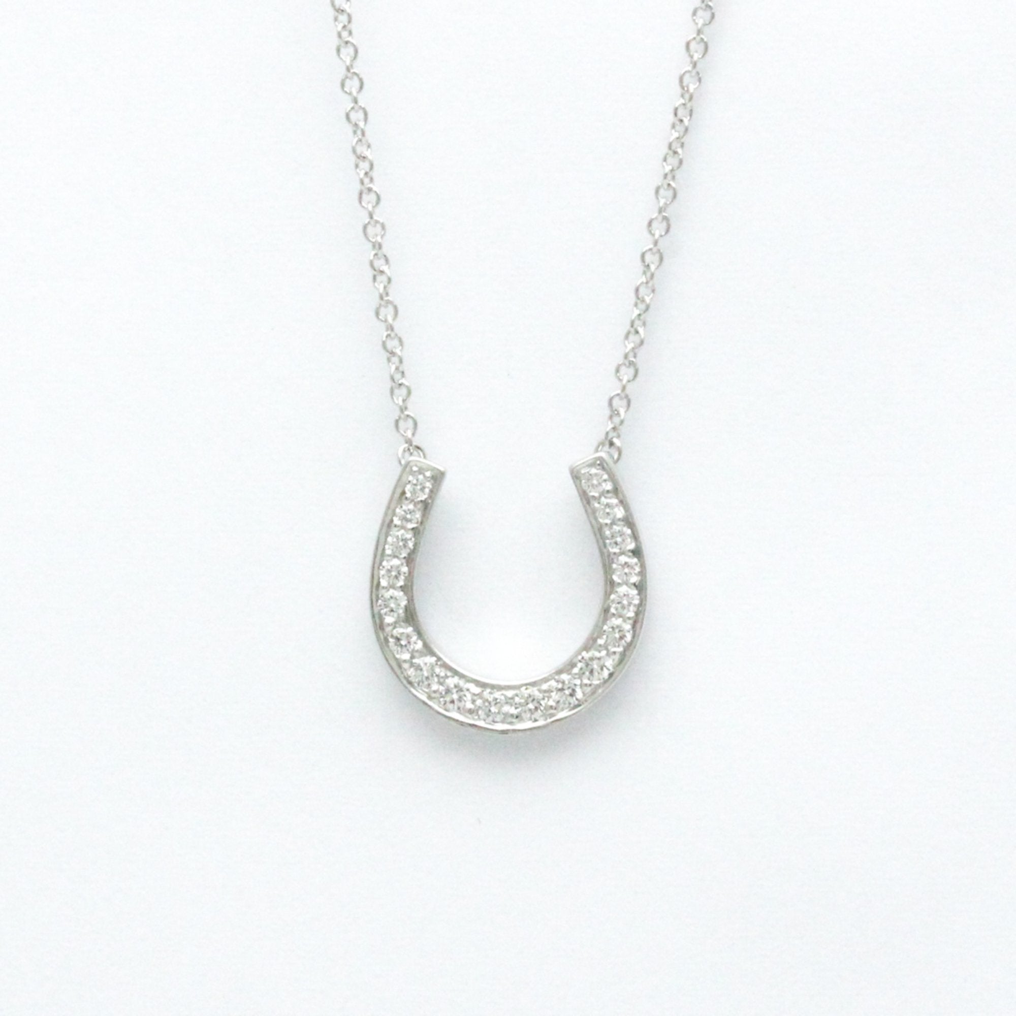 Image of TIFFANY Horseshoe Diamond Necklace Platinum 950 Diamond Men,Women Fashion Pendant Necklace [Silver]