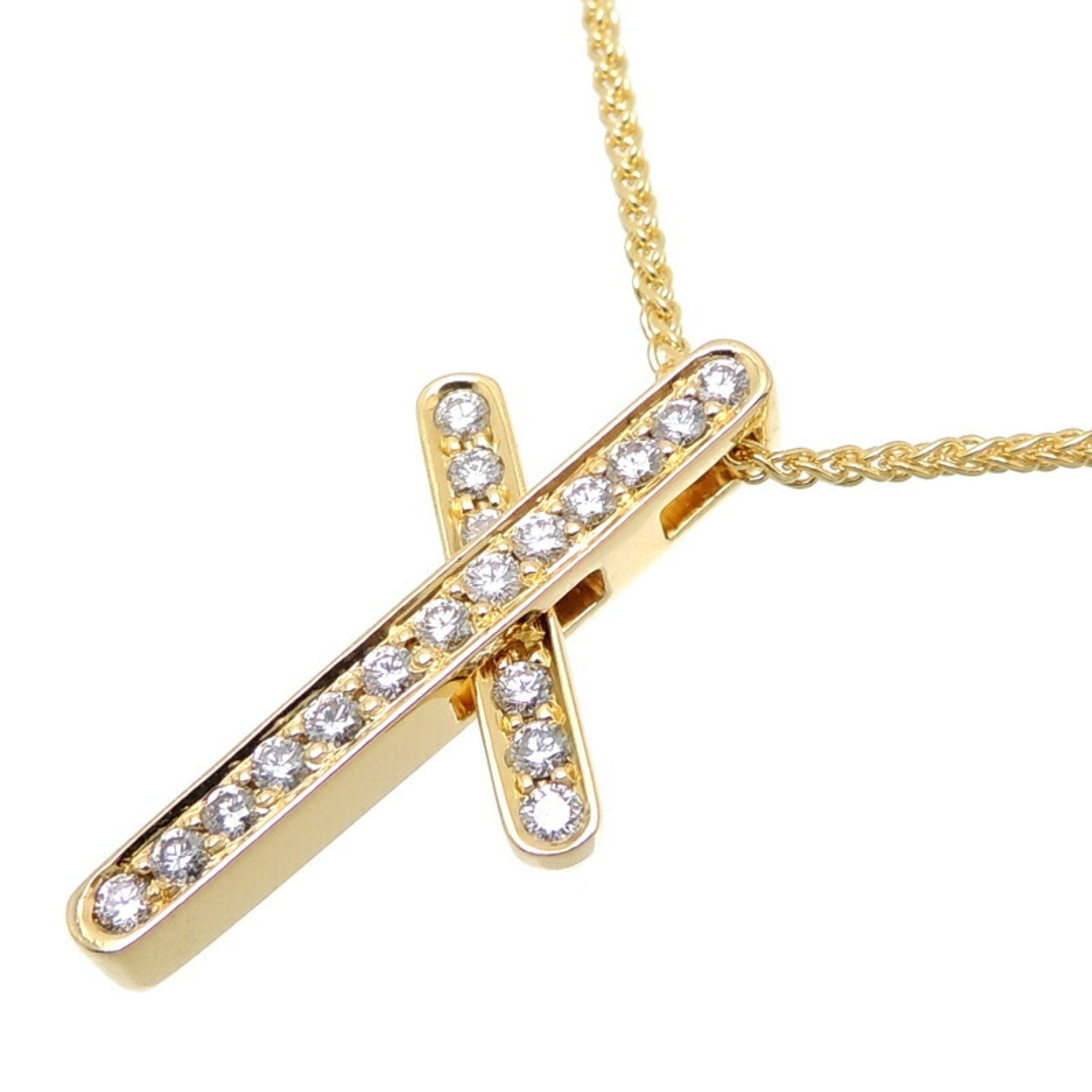 piaget 750yg cross motif women's necklace 750 yellow gold