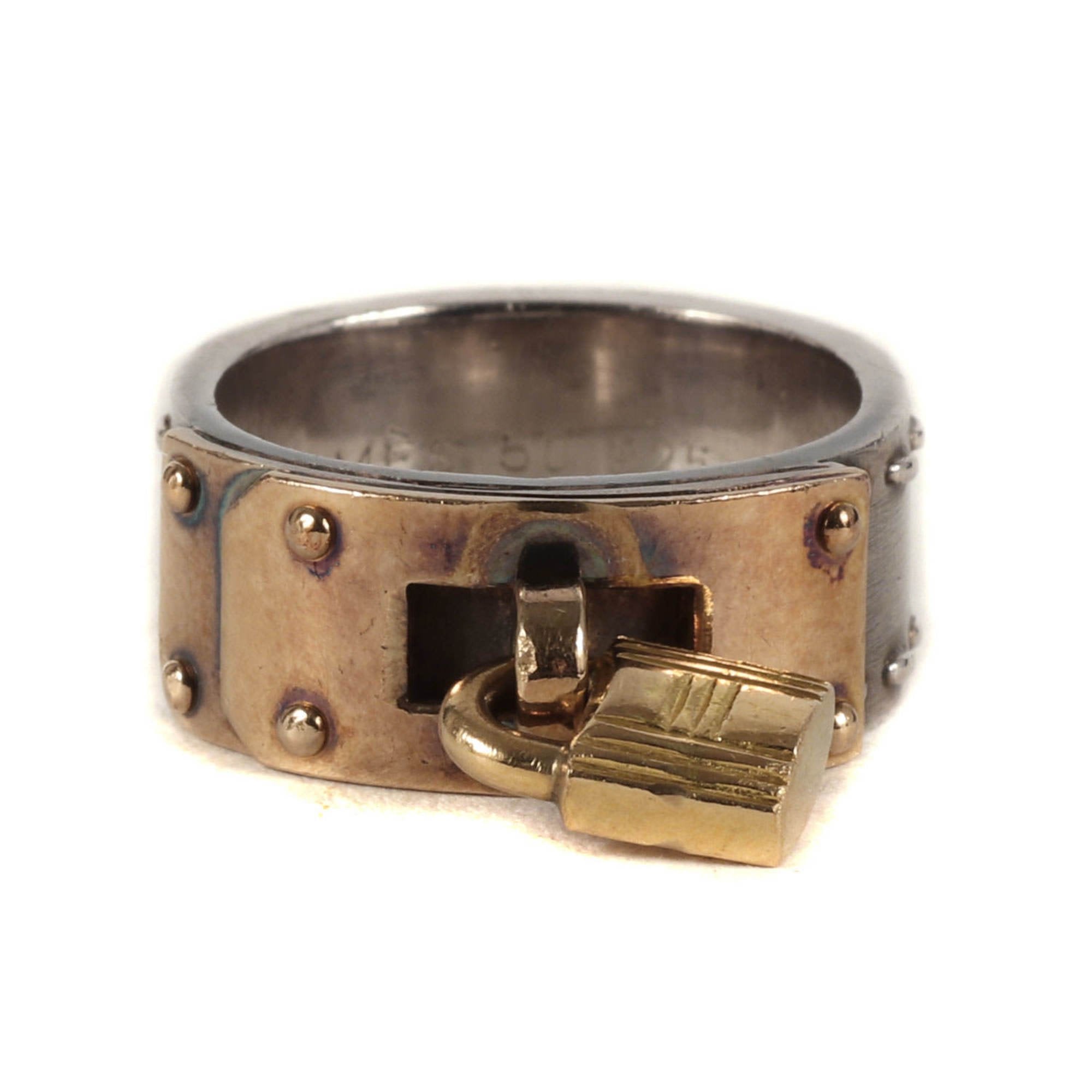Image of HERMES Kelly Ring Ag925 Cadena Vintage Silver Jewelry Accessories Gold