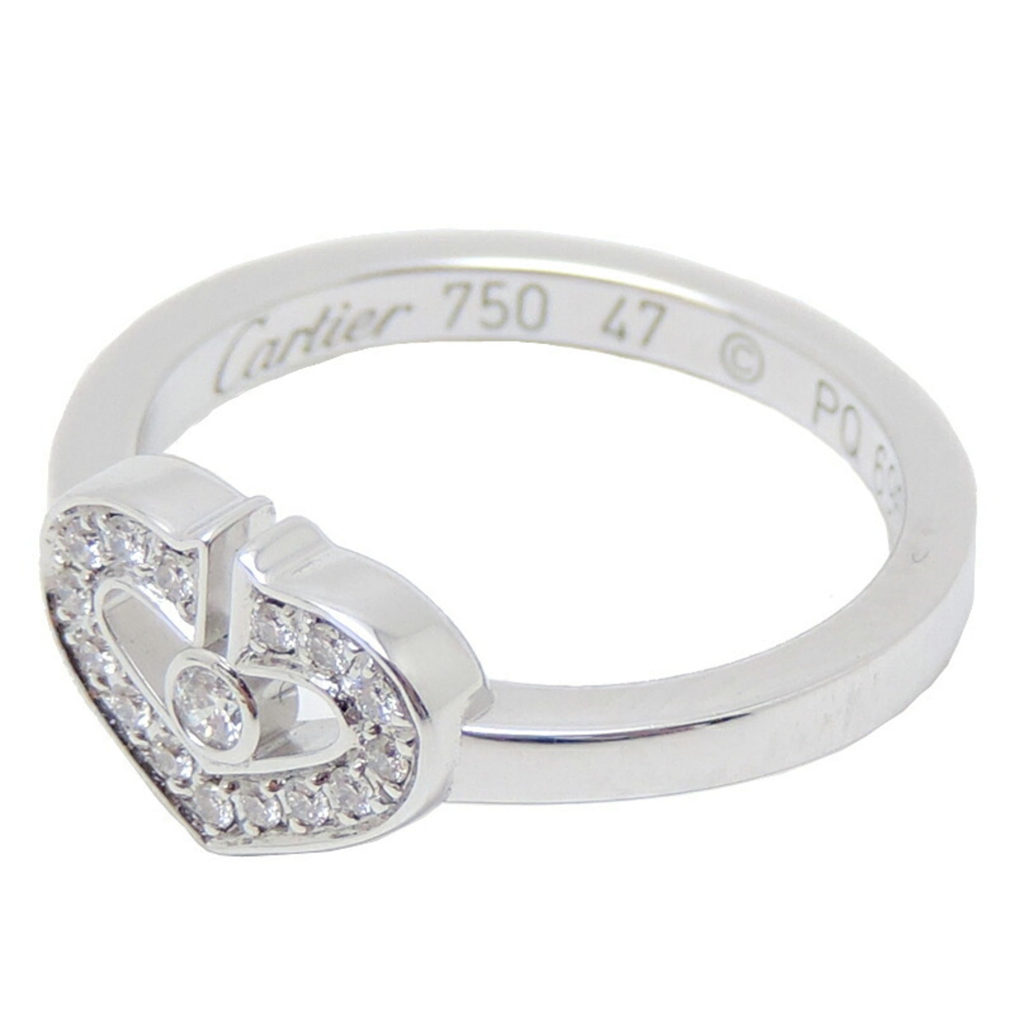 Cartier C Heart Diamond Ring 750 WG ♯47 - www.agame.ag