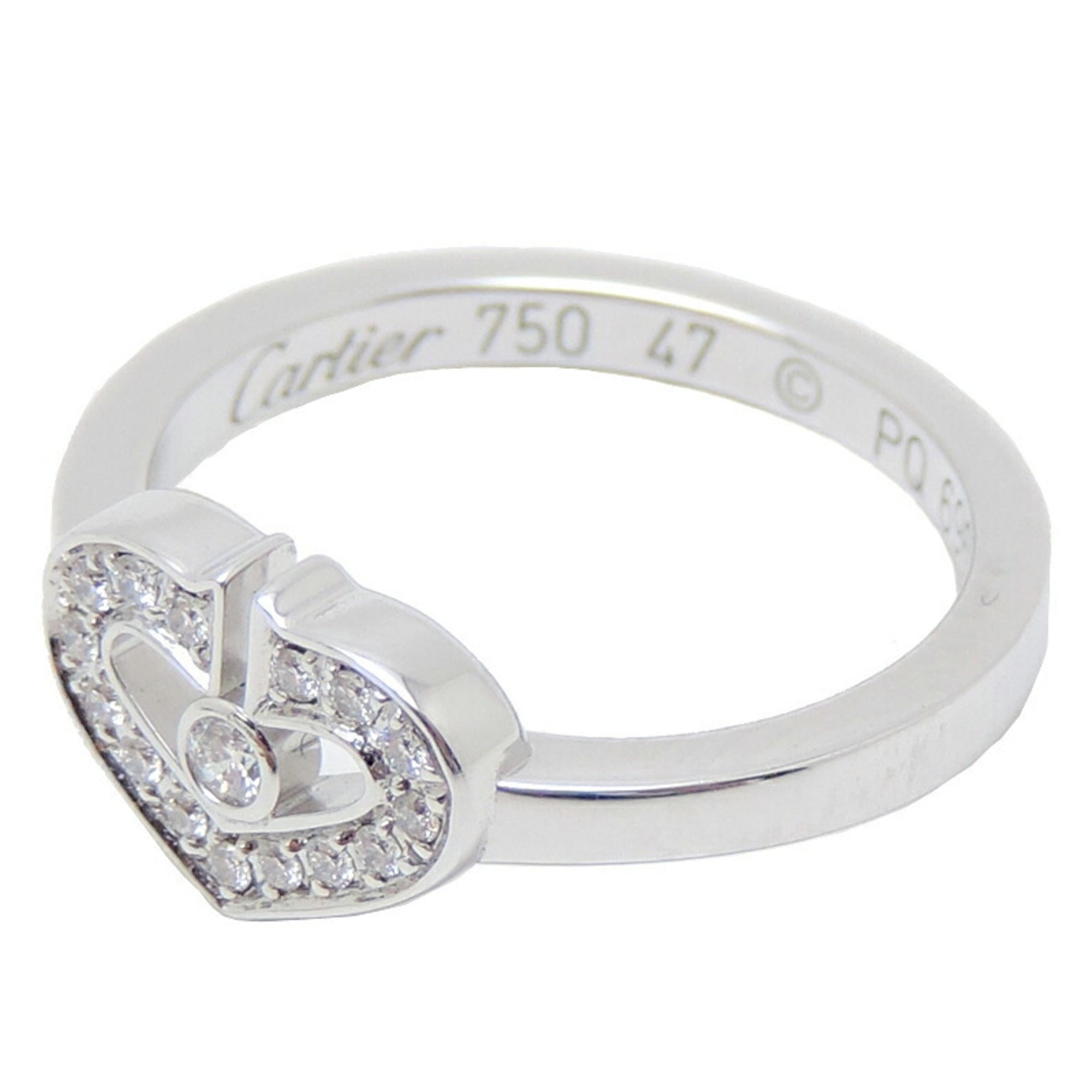 Cartier C Heart Diamond Ring 750 WG ♯47 | tradexautomotive.com