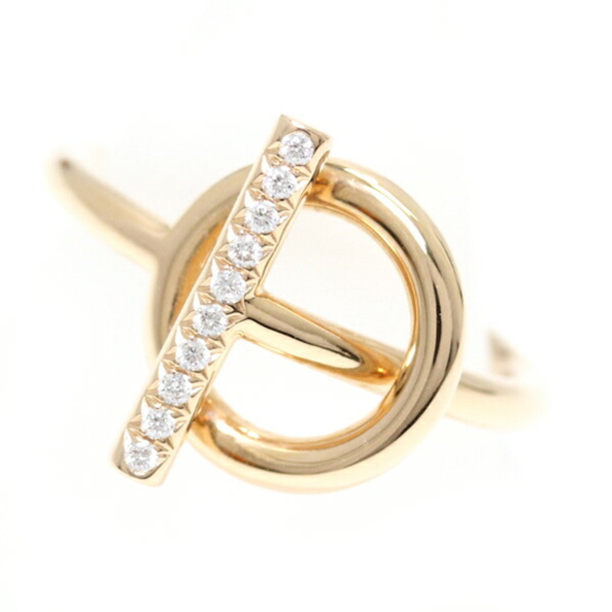 image of HERMES Echape PM Ring Diamond K18 PG RG Pink Gold 750 Rose  #50 No. 10 Women's Toggle Clasp Fashion