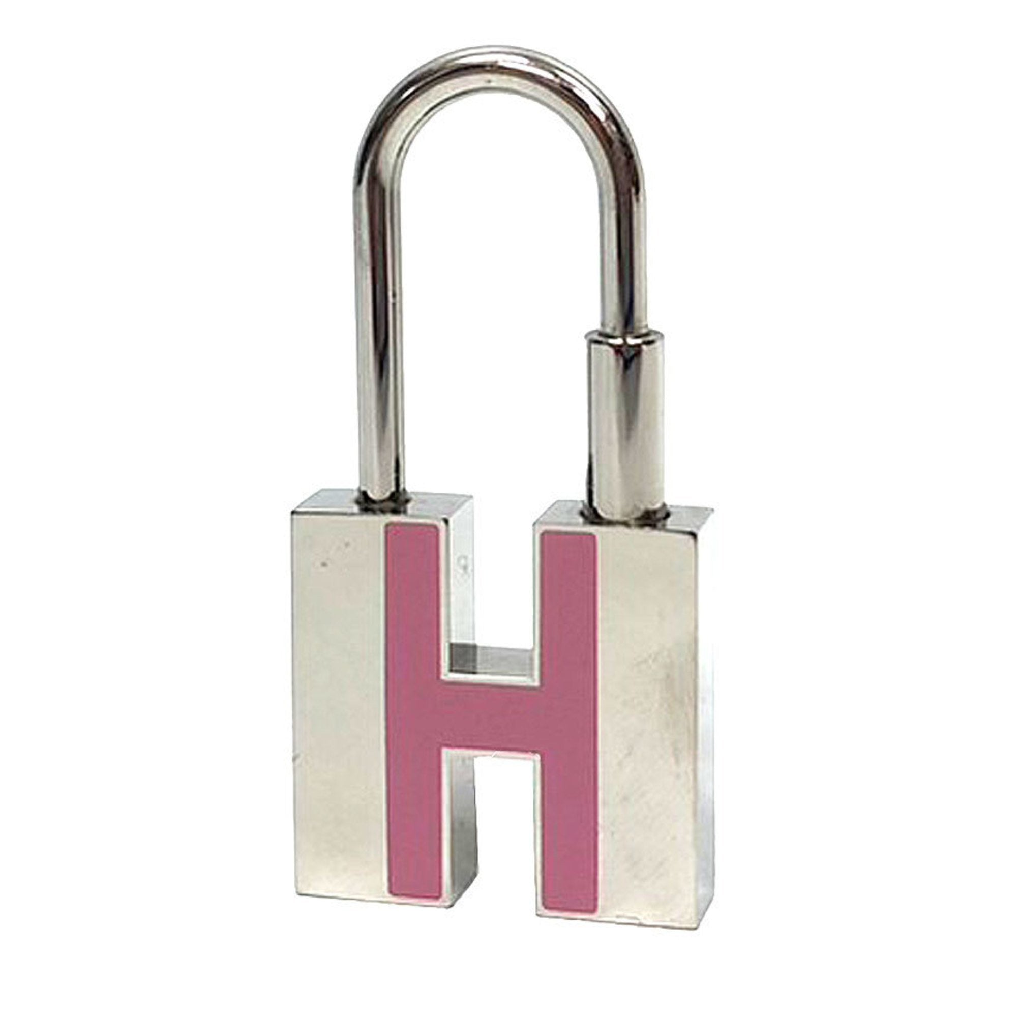Image of HERMES Key Hook Keychain Bag Charm H Cadena Light Pink/Silver