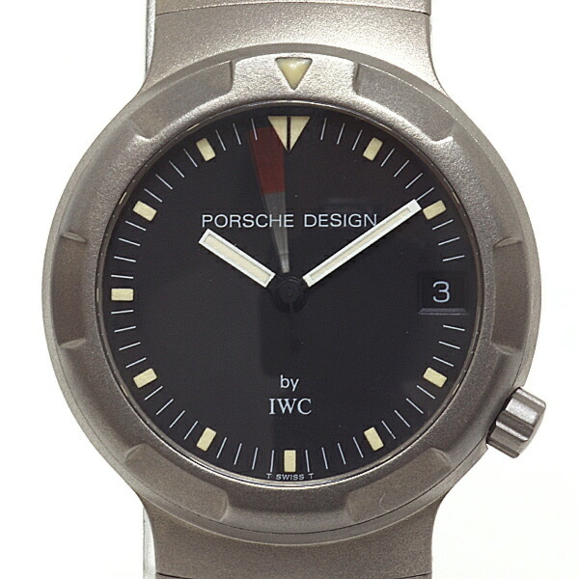 iwc men's watch porsche design ocean 500 3523-001 black dial automatic winding, black