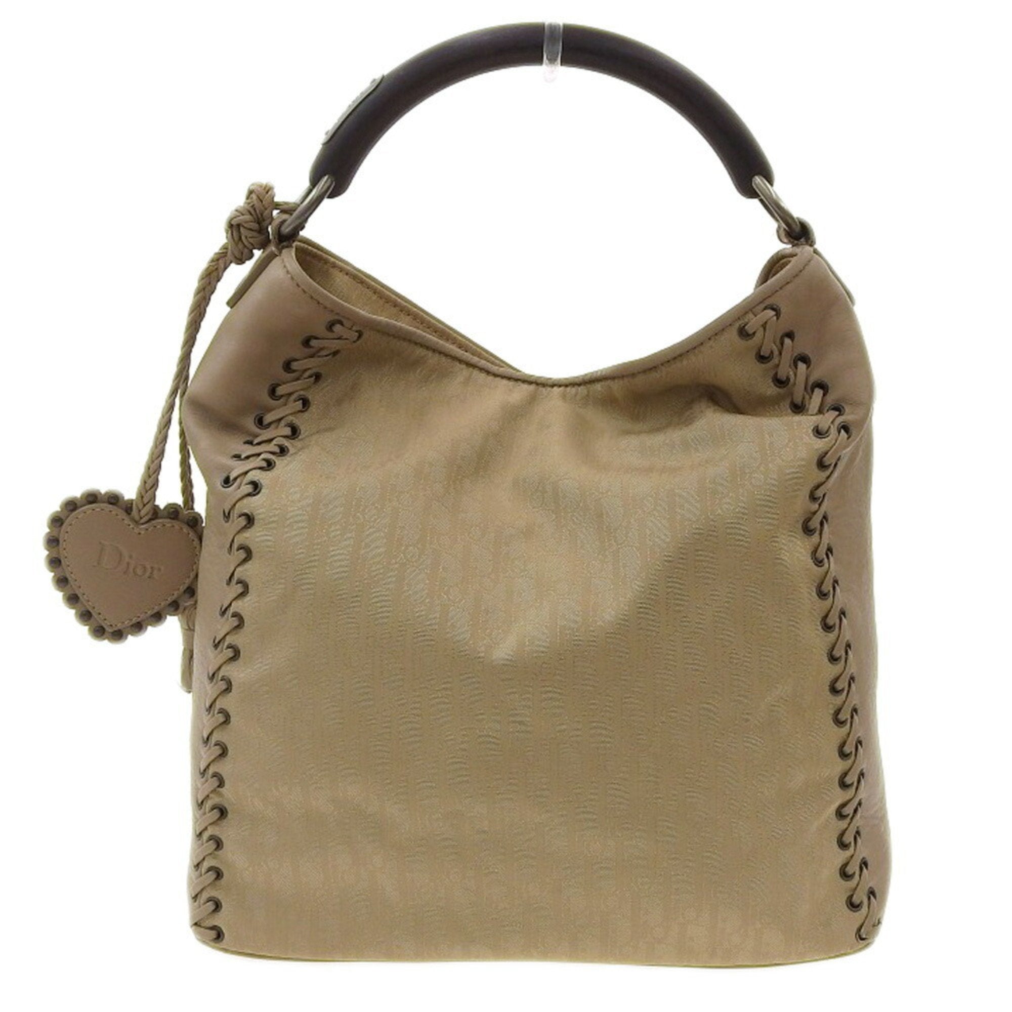 Dior Brown Calf w Diorissimo Canvas with Wooden Handle Document Handbag   The Attic Place