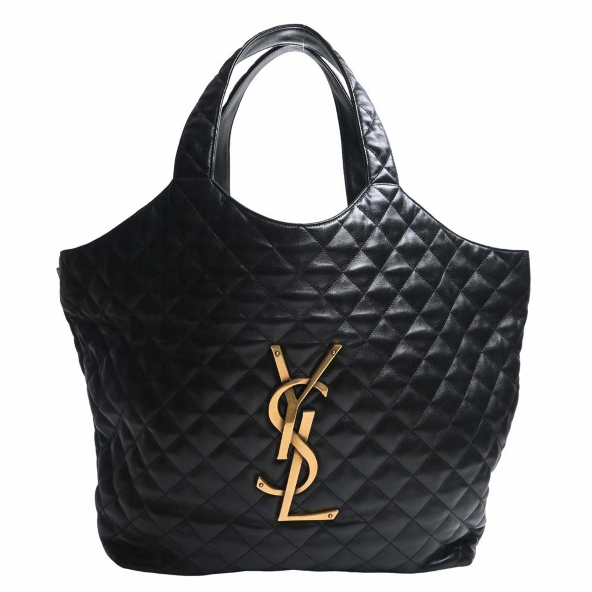 saint laurent leather icar maxi bag tote 698651 black ladies