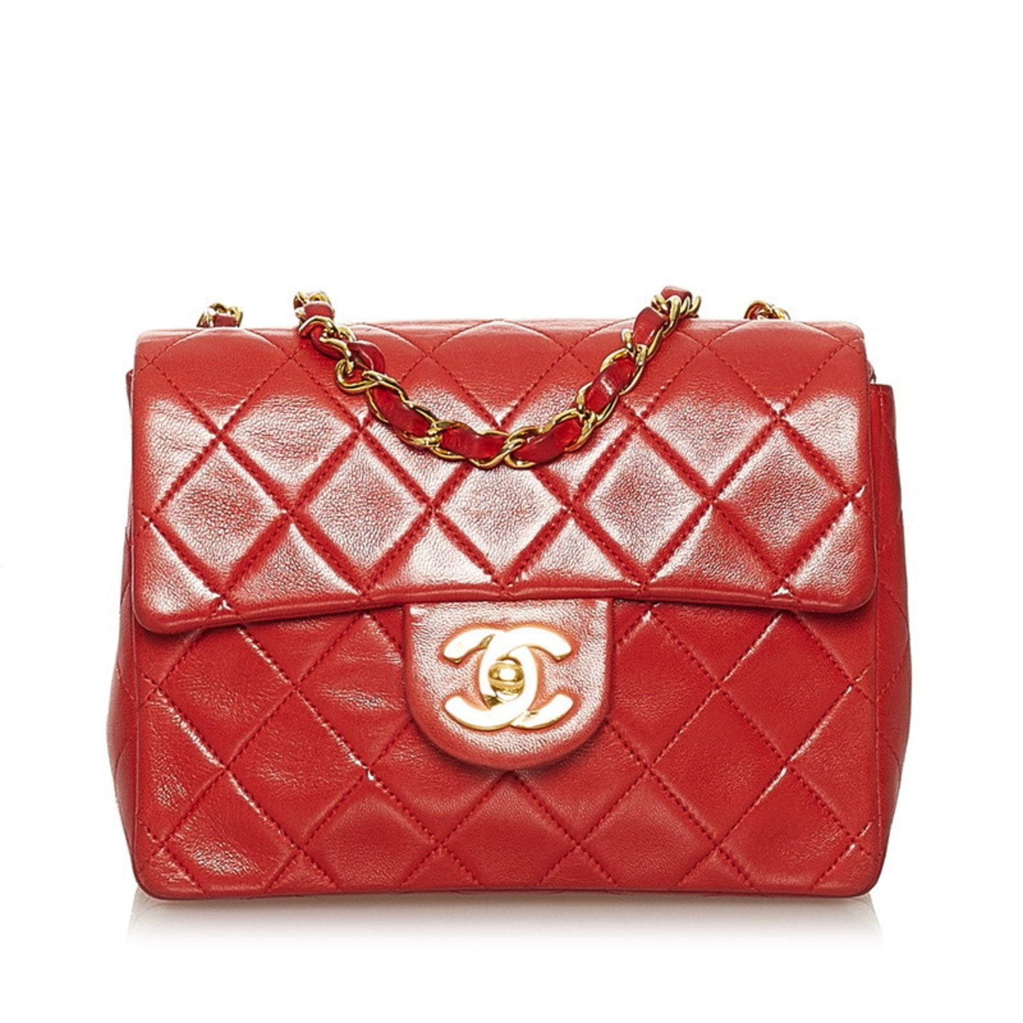 CHANEL VINTAGE CC TURNLOCK RED QUILTED SATIN GOLD CHAIN SHOULDER   CROSSBODY CAMERA BAG WITH TASSEL