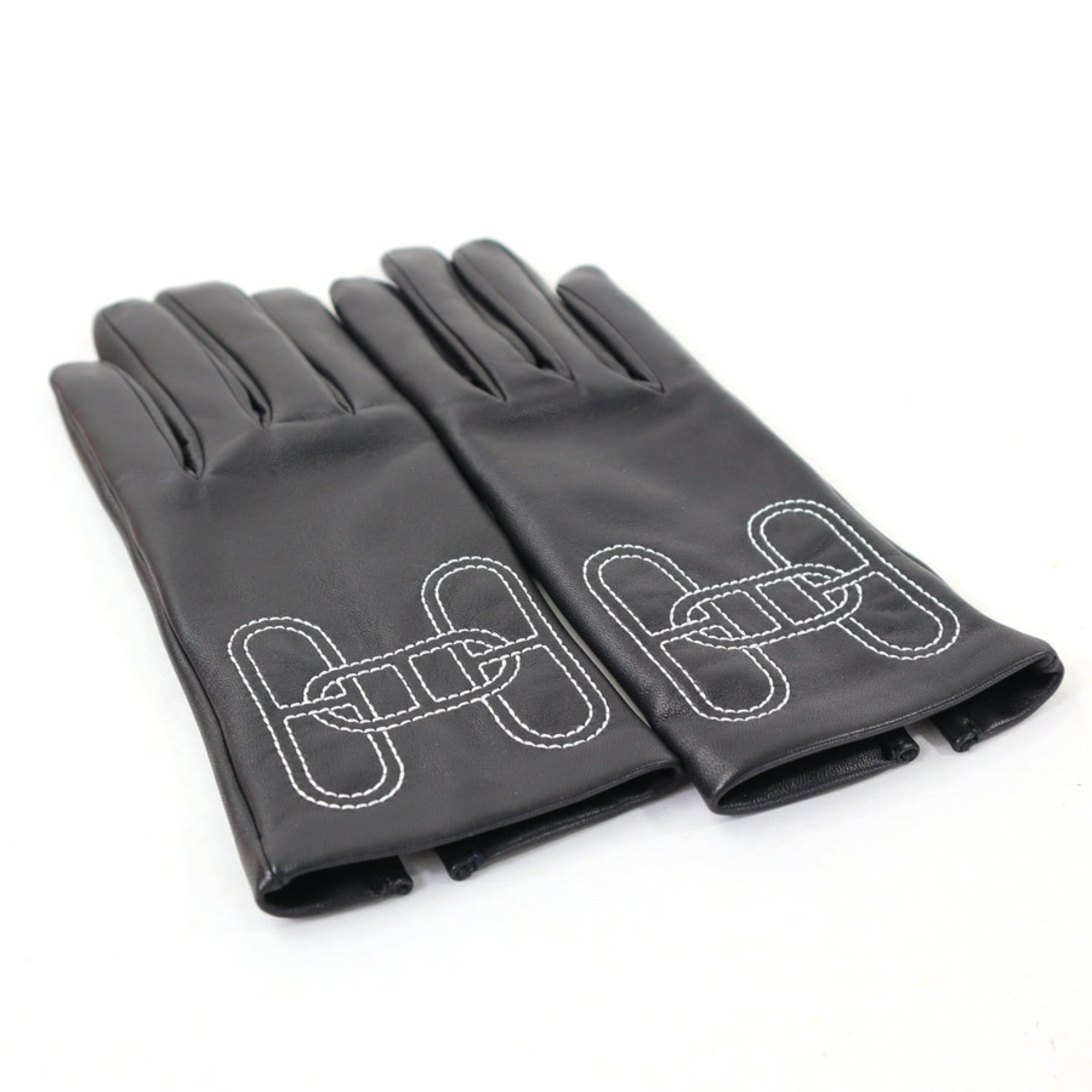 image of HERMES Gloves Shane Dunkle Lambskin Black Women's