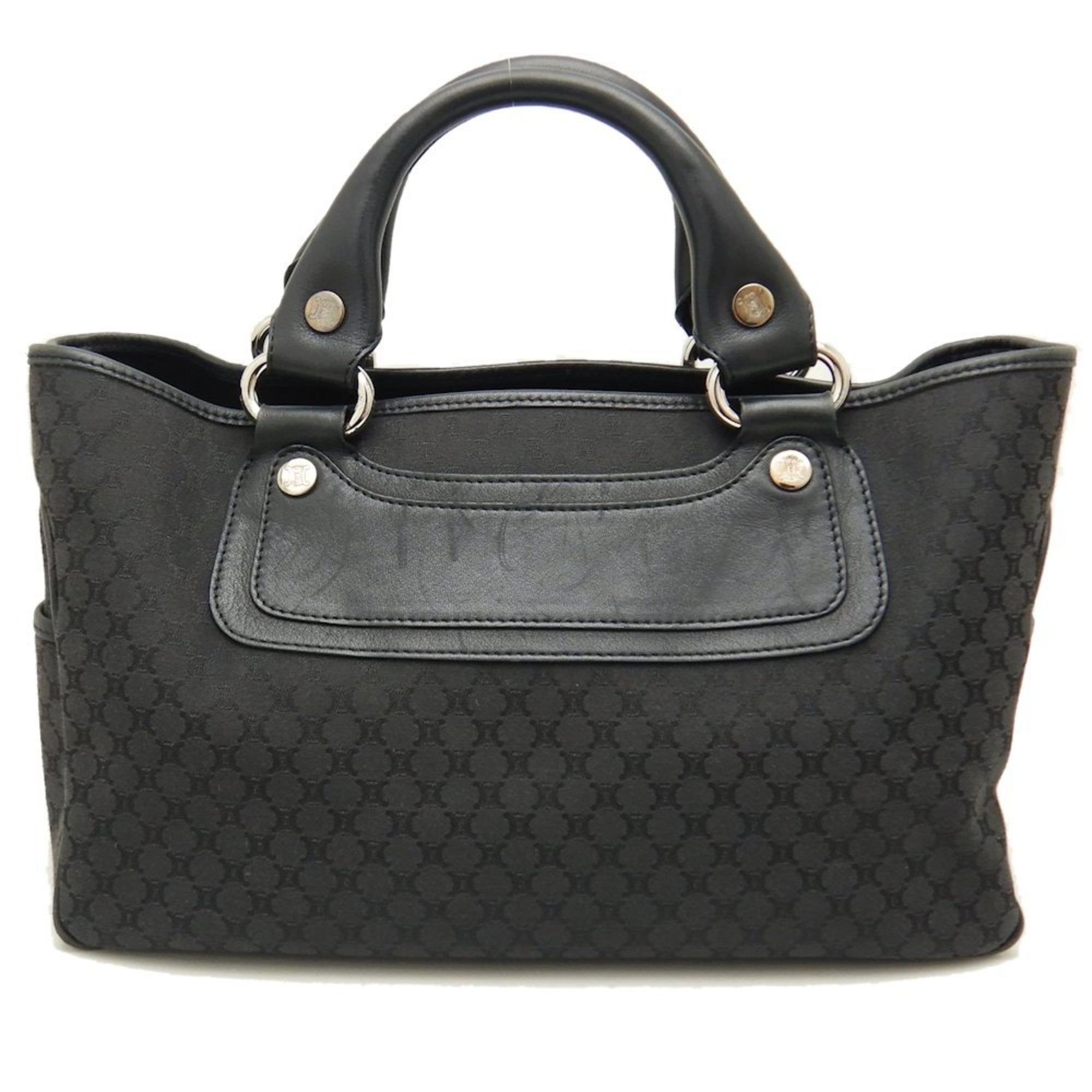 Image of CELINE Boogie Bag Handbag Macadam Canvas x Leather Black 251404