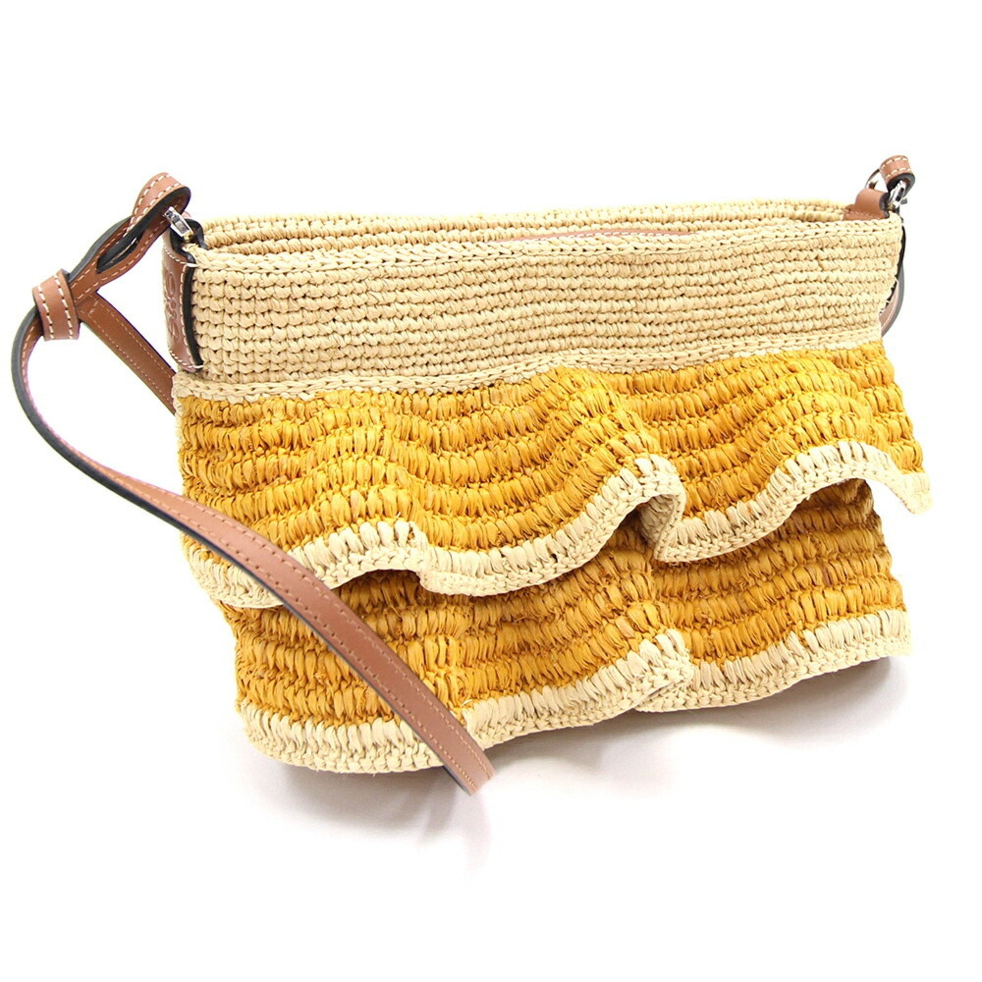 Shop LOEWE Paula's Ibiza Pochette Ruffle Raffia Crossbody Bag