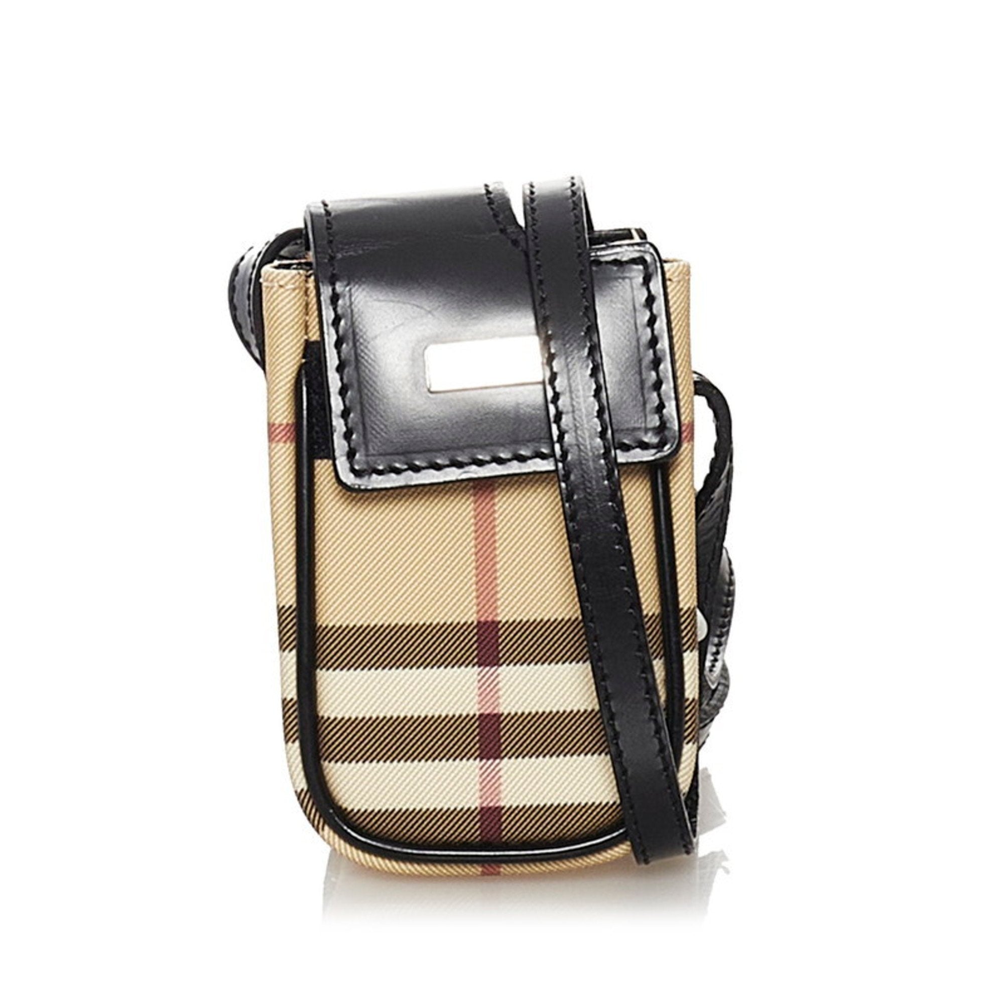 Burberry Nova check mini shoulder bag beige black leather PVC ladies B