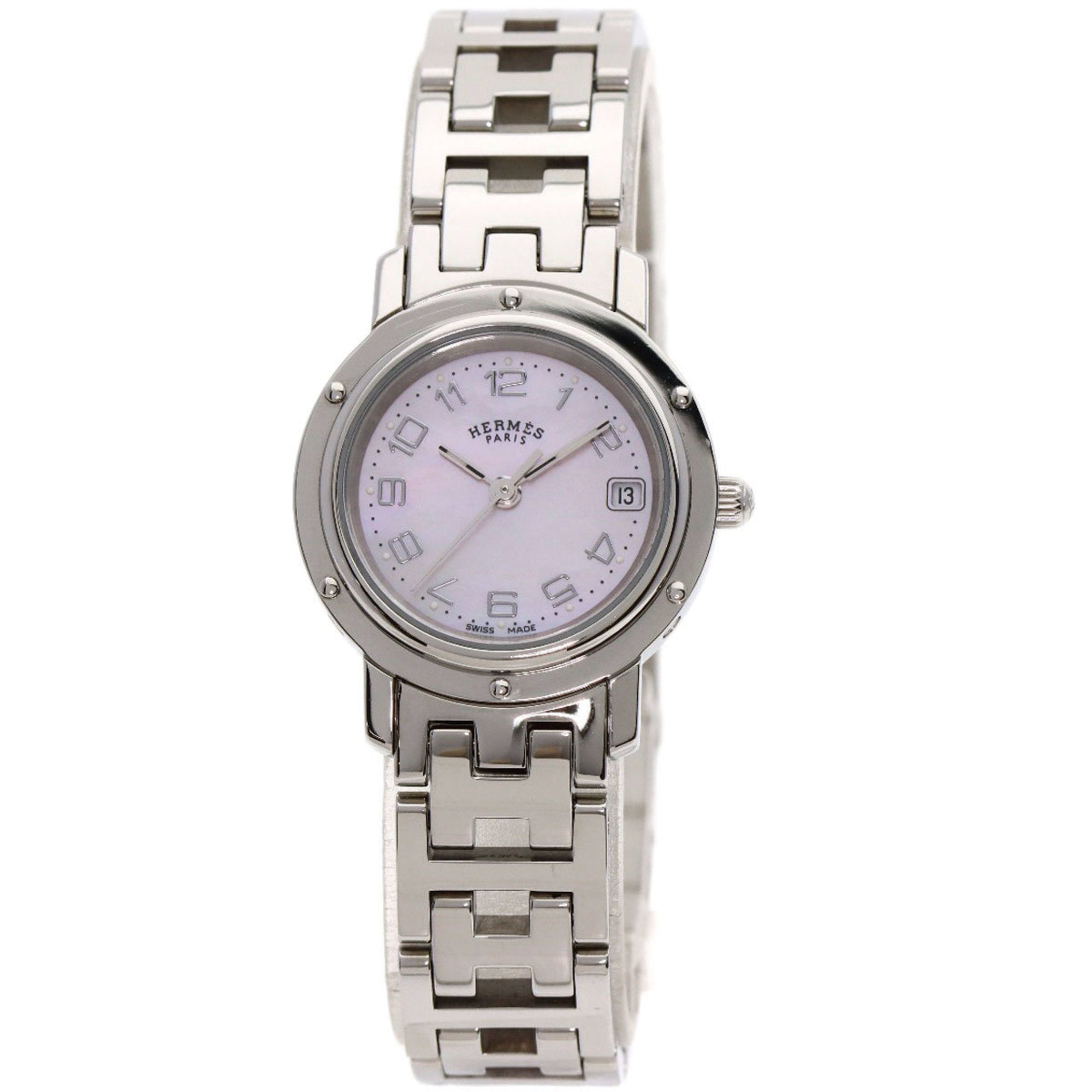 image of HERMES CL4.210 Clipper Nacre New Buckle Watch Stainless Steel/SS Ladies