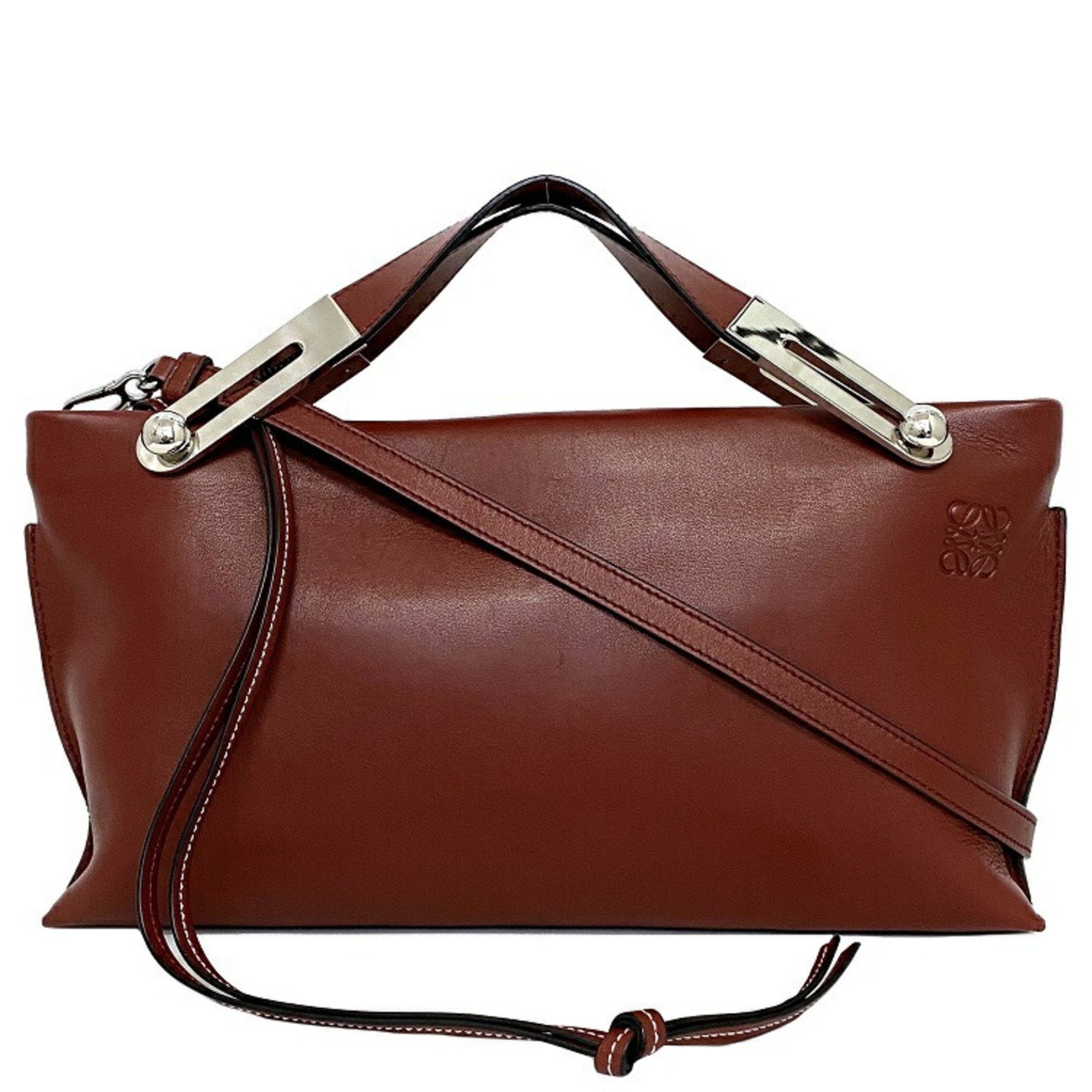 Loewe Gate Bucket Unisex Leather Shoulder Bag Brown,Navy