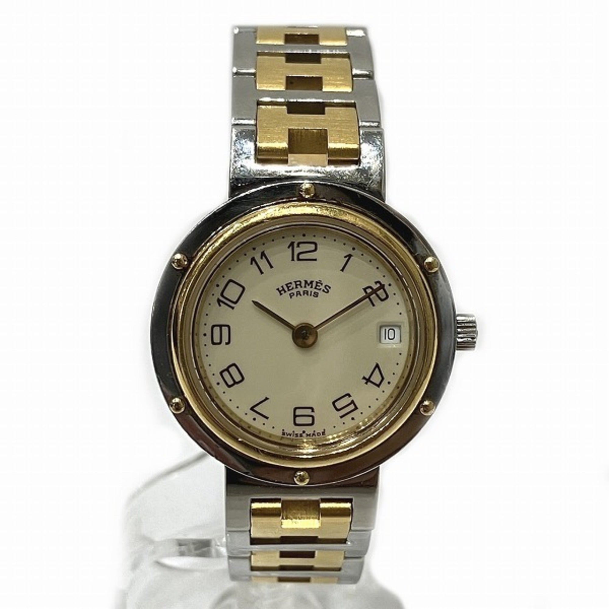 Image of HERMES Clipper Quartz Ivory Dial Watch Ladies