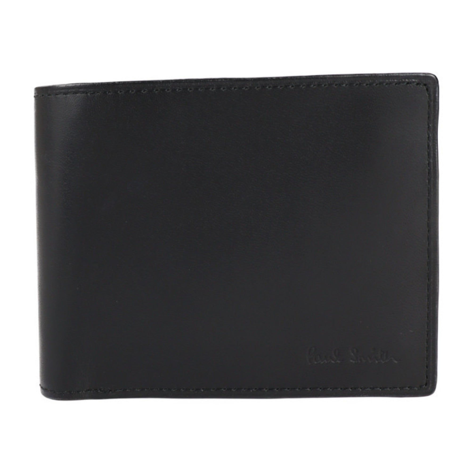 INSIDE MULTI EMBOSS WALLET Inside Multi Bifold Wallet P074 Calf Leather Black Multicolor Multistripe Compact