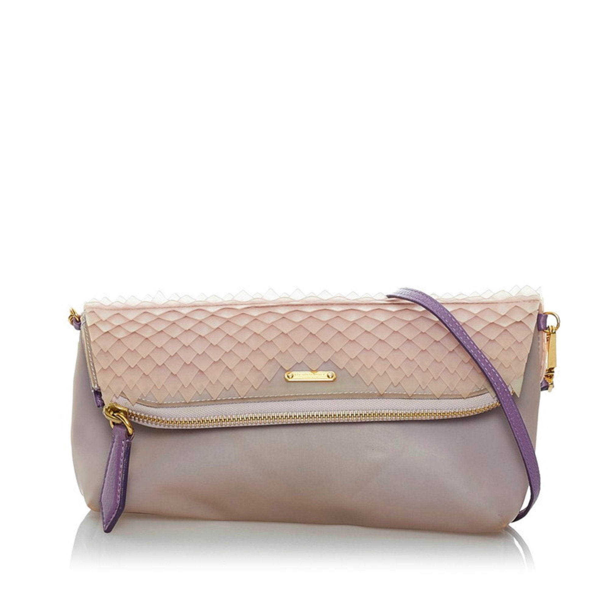 Burberry Prorsum Clutch Bag Shoulder Pink Purple Rubber Leather Women'