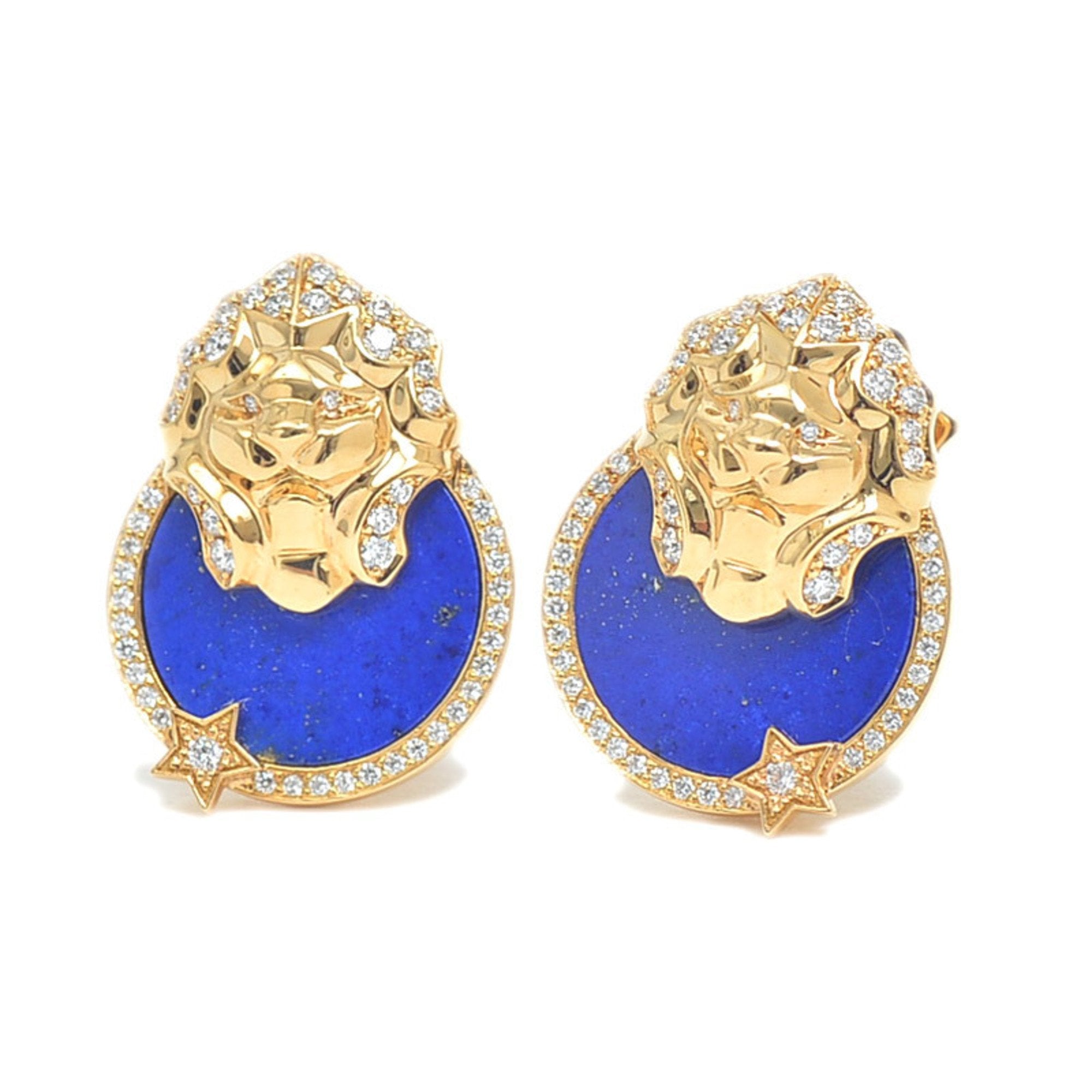 Sous Le Signe Du Lion Earrings Lapis Lazuli/Diamond K18YG J11367