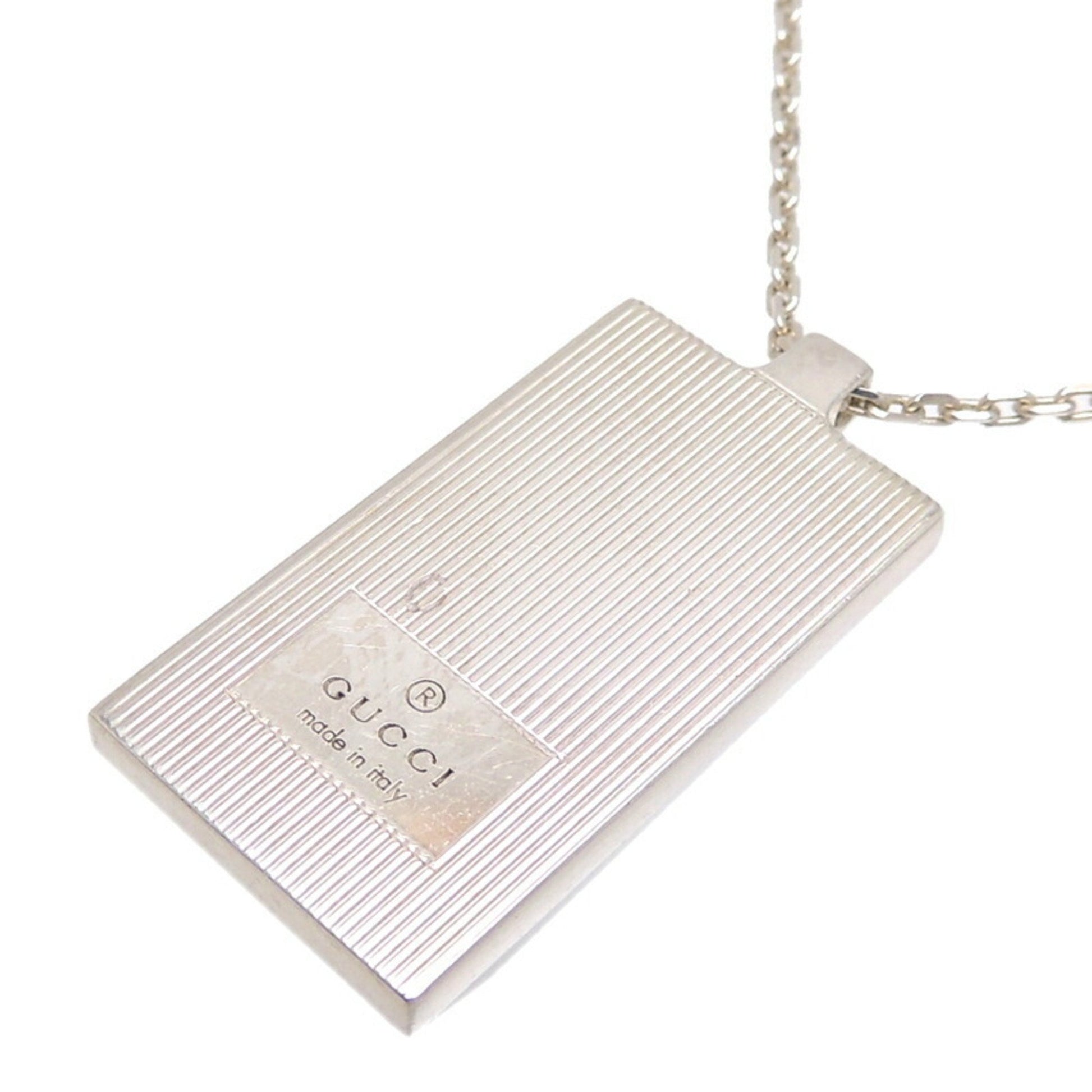 Gucci SV925 Plate Pendant Women's Men's Necklace Silver 925