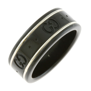 Gucci Ring Icon Thin Band Black Corundum # 9  Ladies Metal