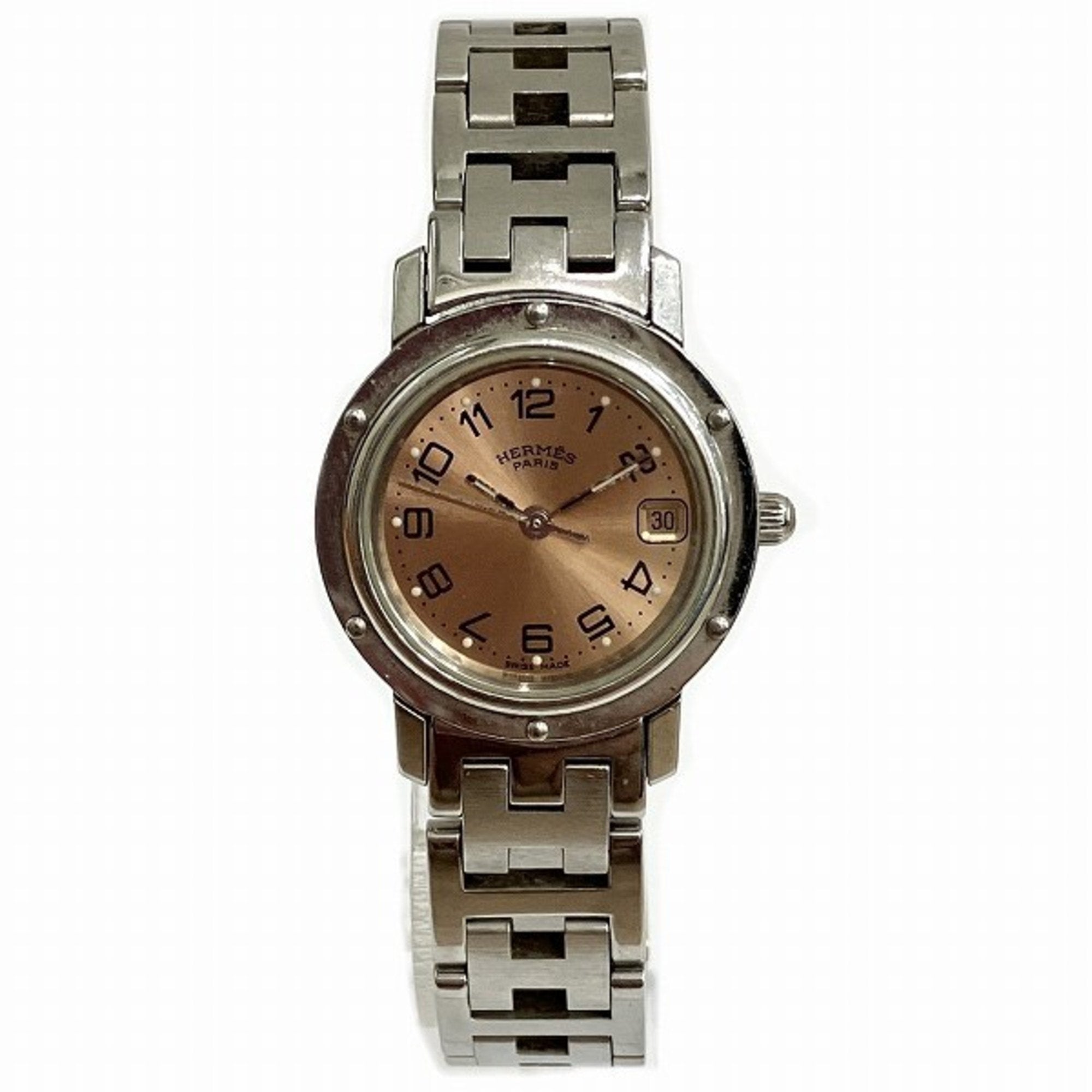 image of HERMES Clipper CL4.210 Quartz Pink Gold Dial Watch Ladies