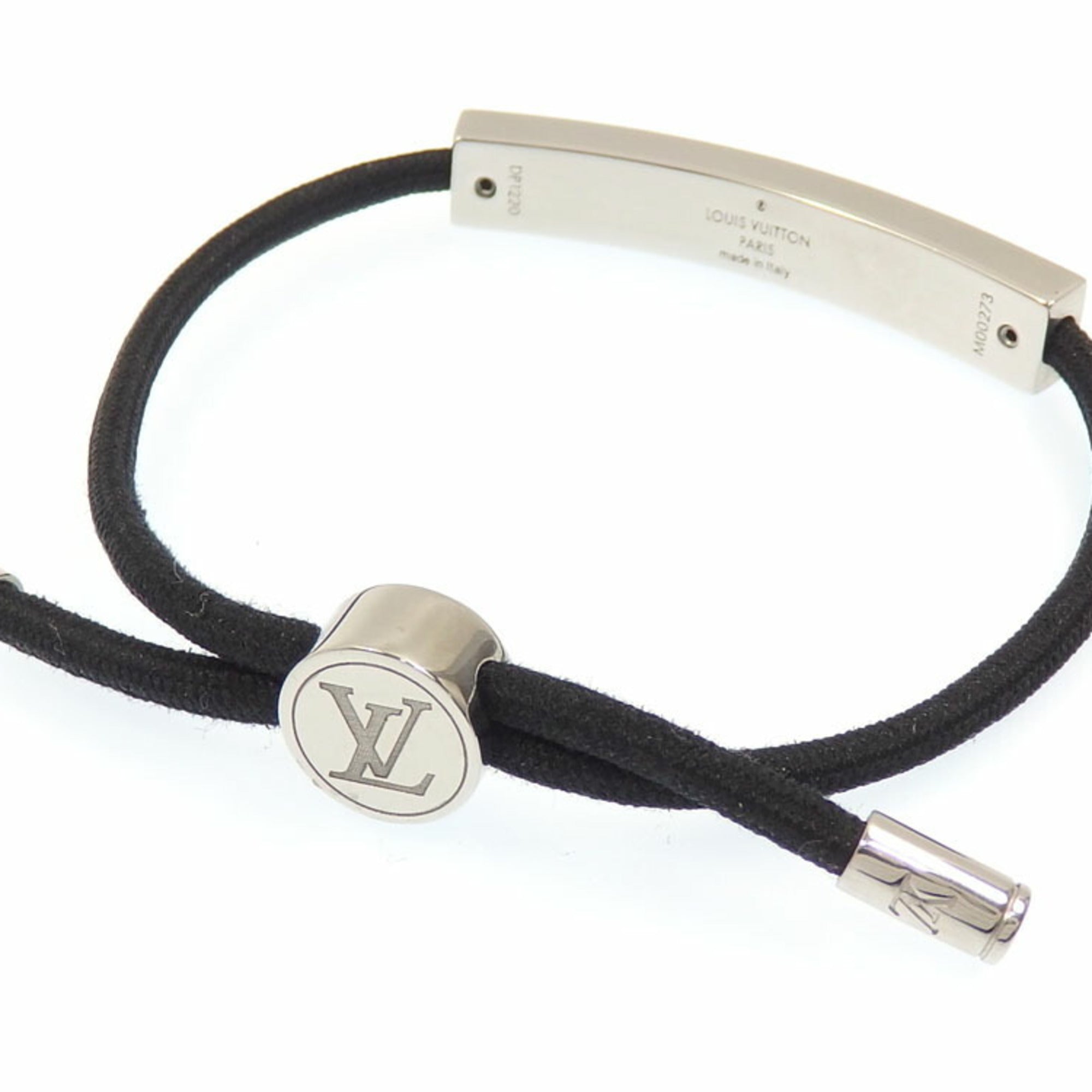 Auth LOUIS VUITTON LV SPACE Bracelet Code Adjustable Black Free Size M67417