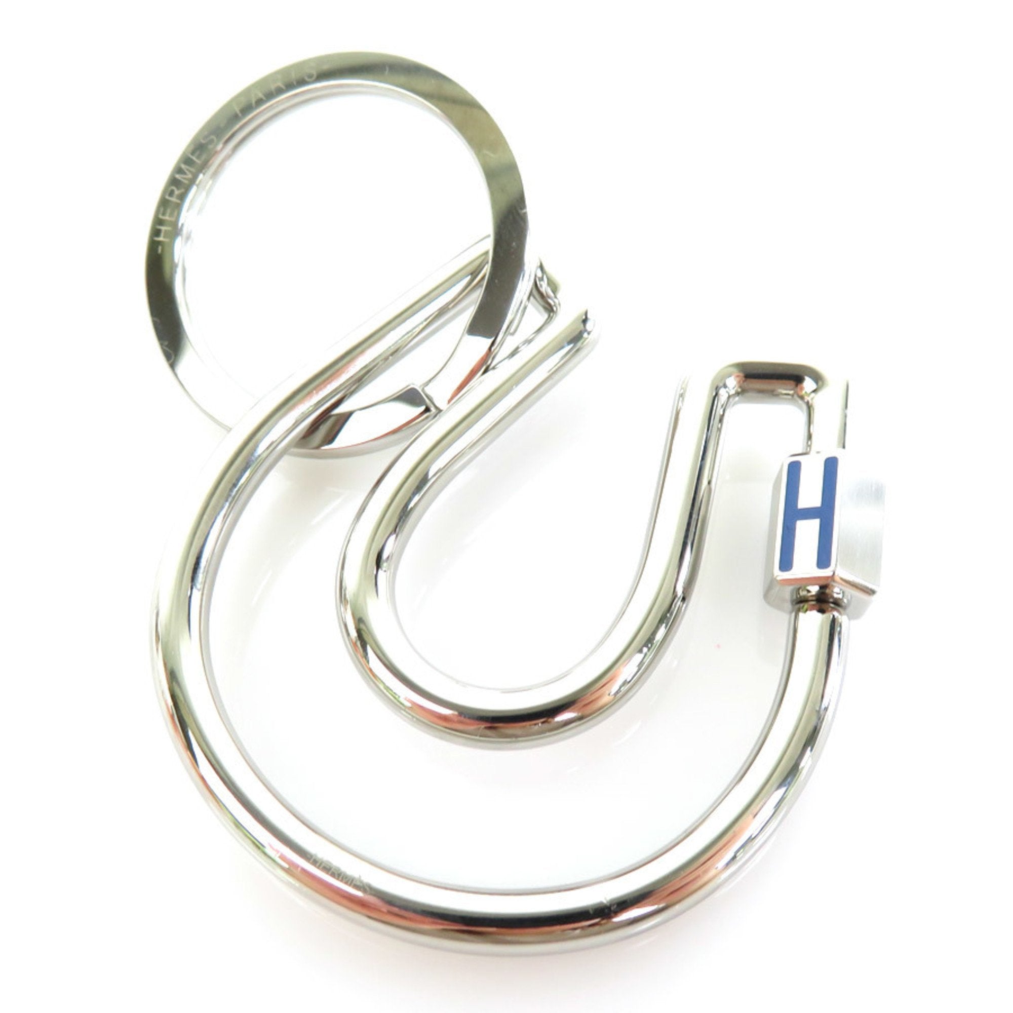 image of HERMES Keyring Charm Fair A Cheval Metal Silver Unisex