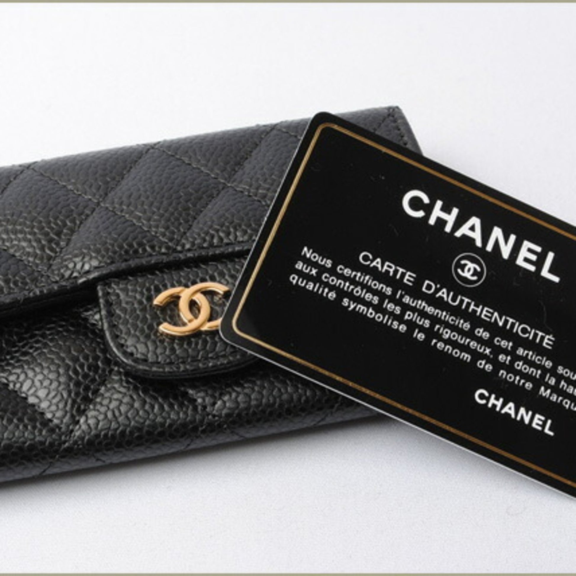 Chanel coin case/card case CHANEL A80799 caviar skin black/bordeaux