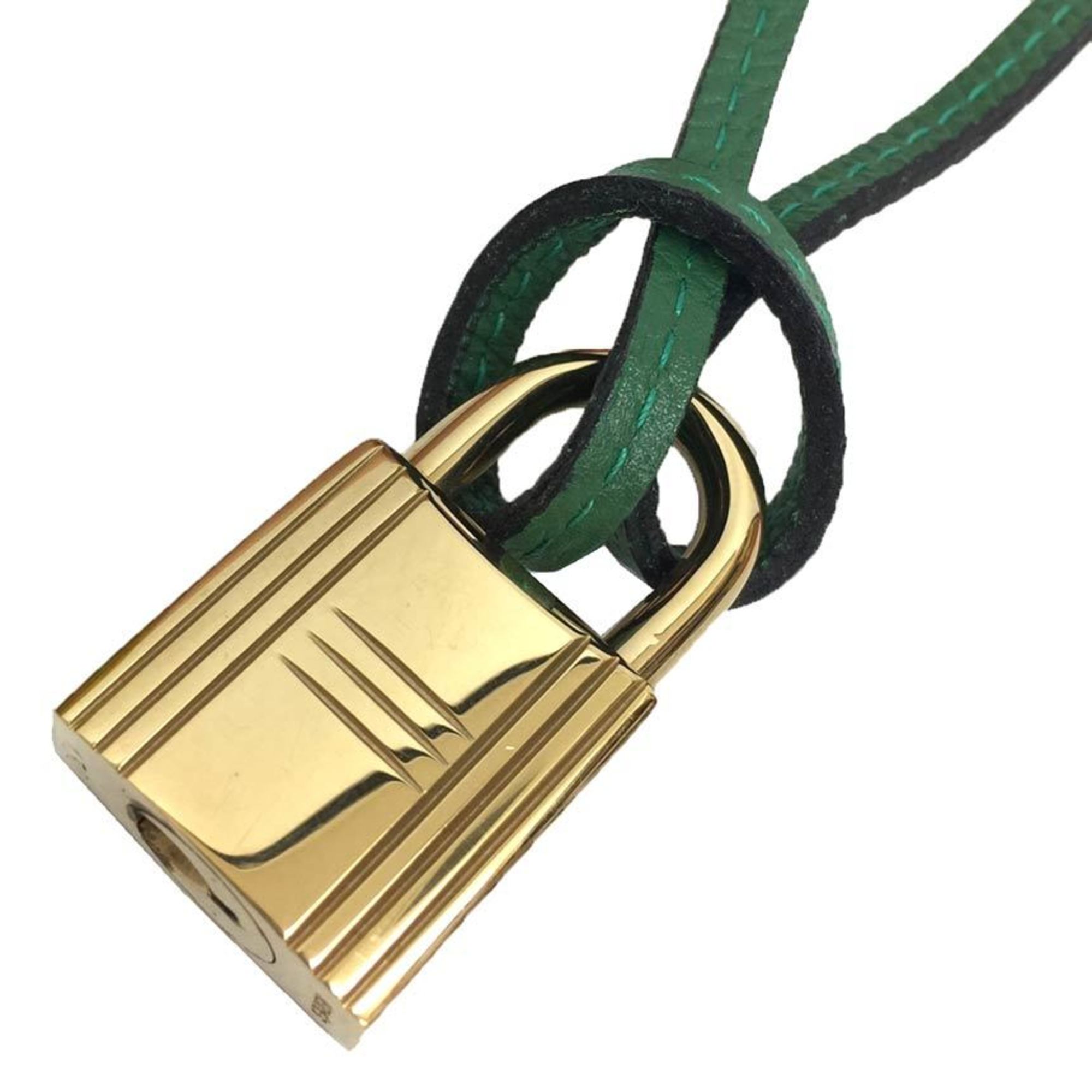 image of HERMES Pendant Necklace Raniere Cadena Set Charm Green Gold aq9444