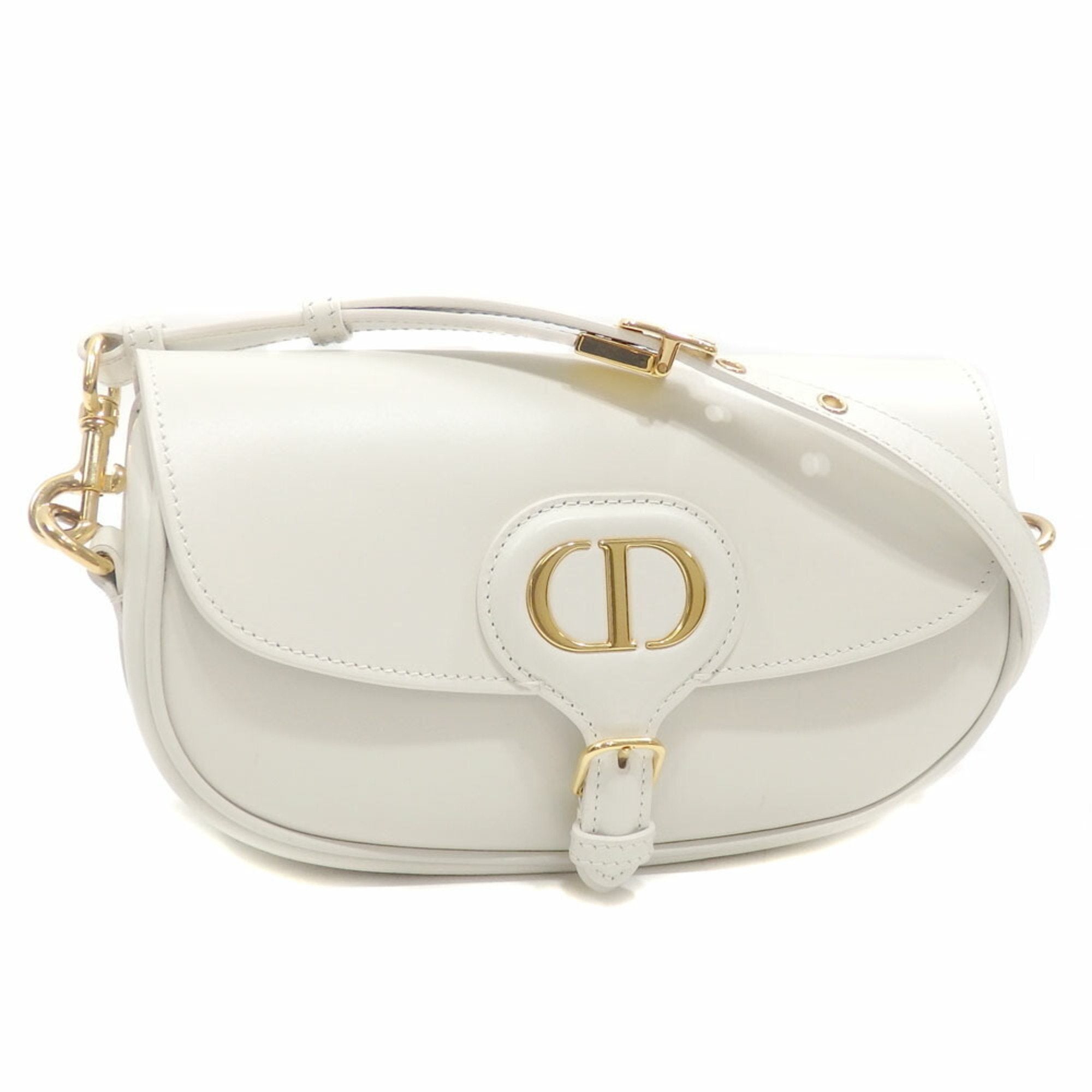 Preowned Christian Dior Saddle Bag White Grained Calfskin Gold Hardwa   Madison Avenue Couture