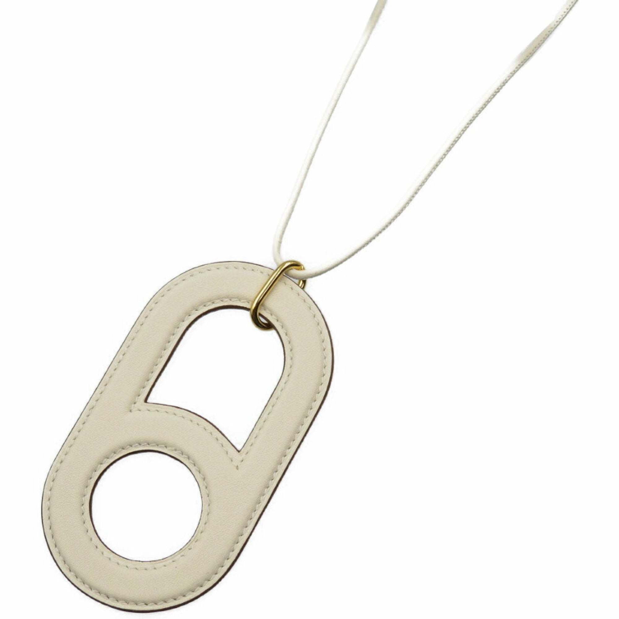 image of Hermes Variation Y Engraved Swift Nata Ivory White Necklace