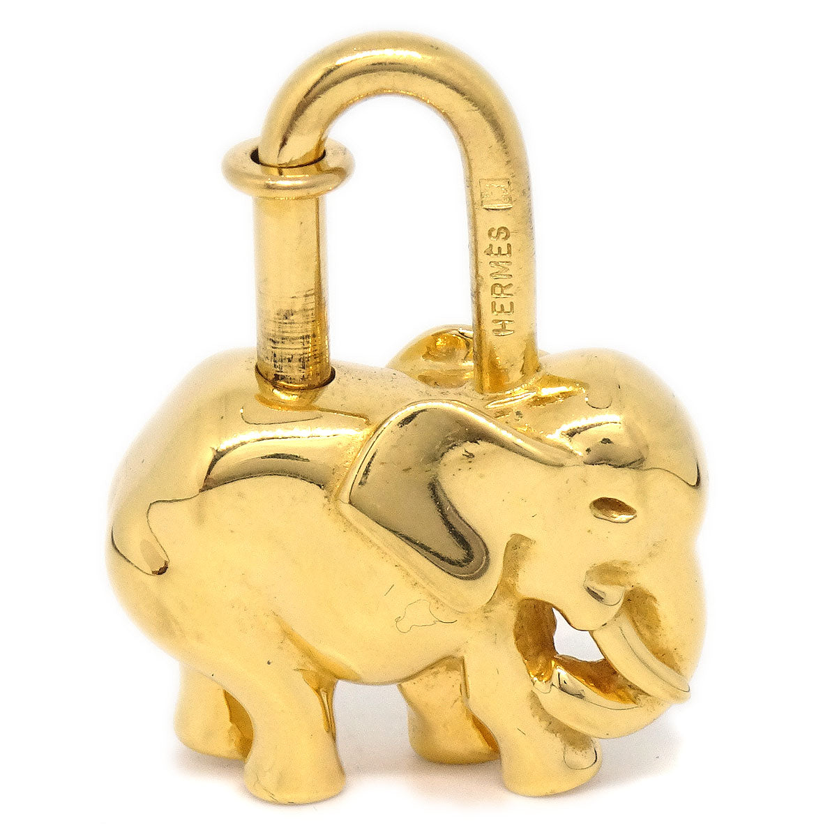 image of HERMES Elephant Cadena Padlock Bag Charm Gold Small Good 51982