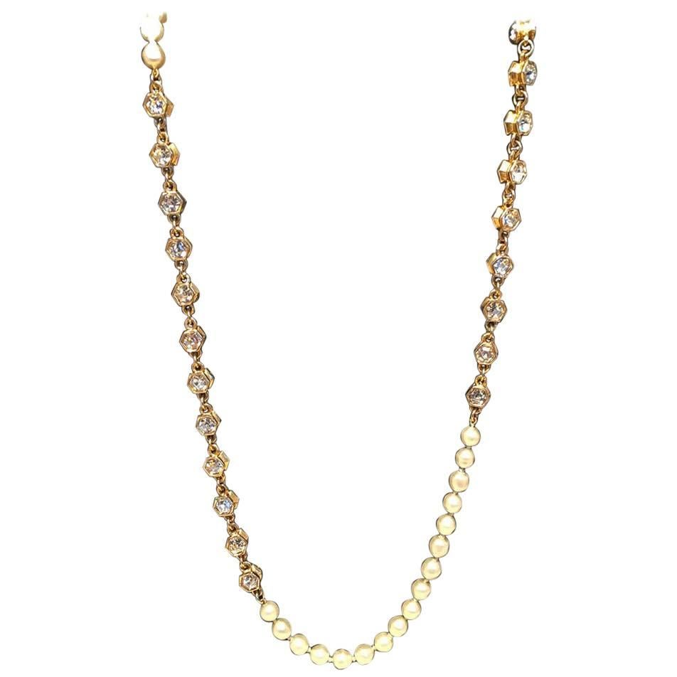 Image of CHANEL Vintage Pearl and Crystal Beaded Necklace