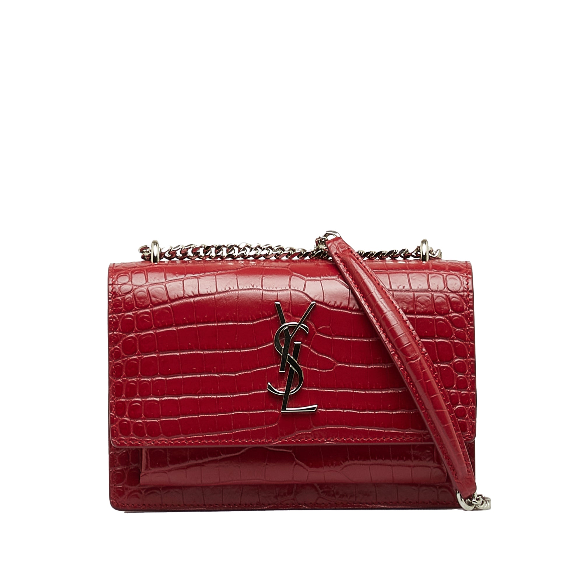 saint laurent croc embossed sunset crossbody crossbody bag