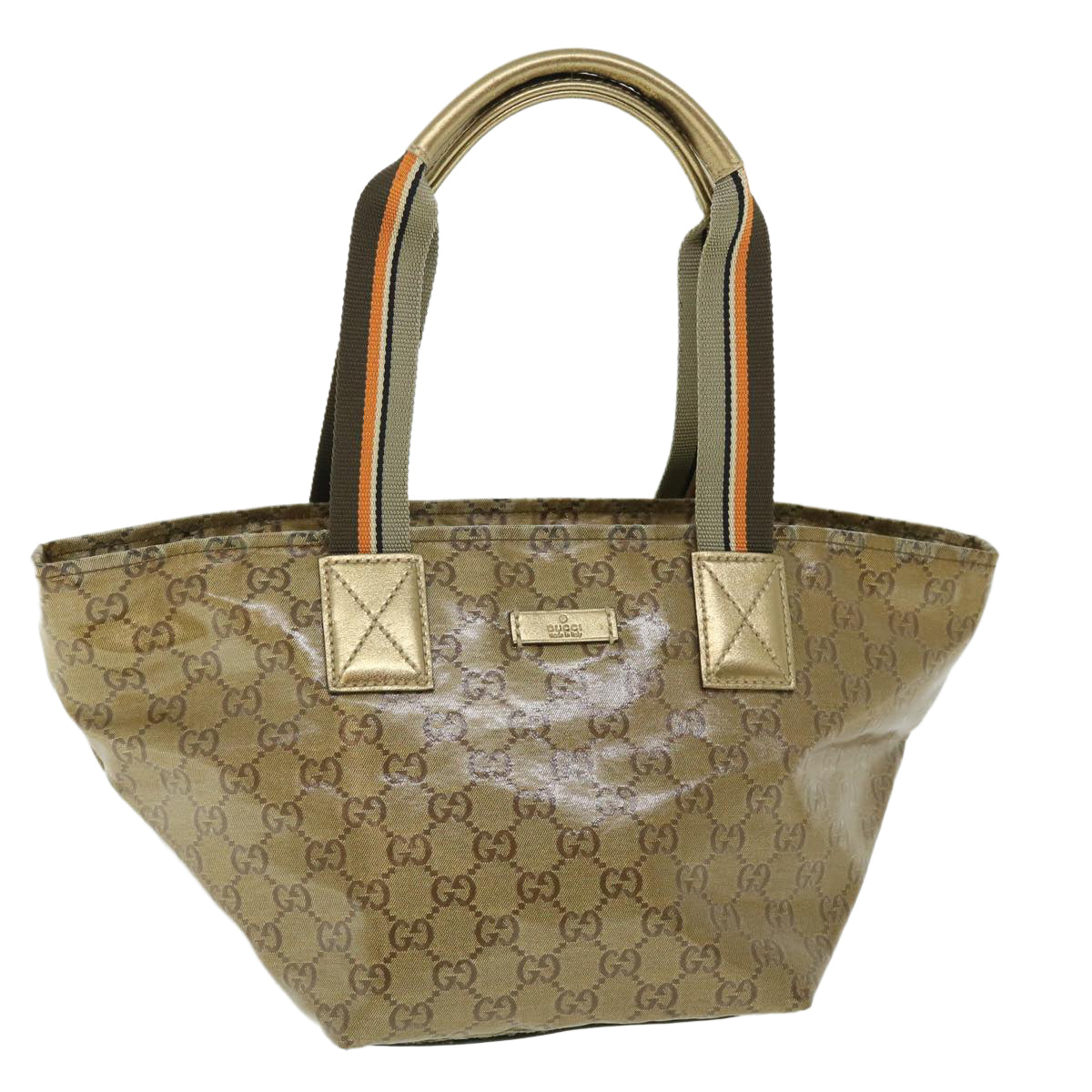 image of GUCCI GG Crystal Shoulder Bag Coated Canvas Gold Orange 131228 Auth 51638