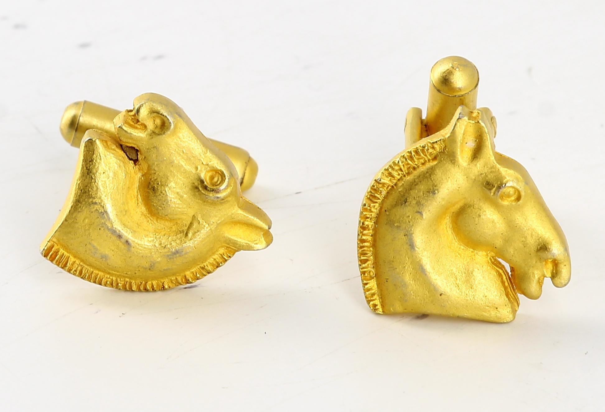 image of Hermes Golden Horsehead Cufflinks