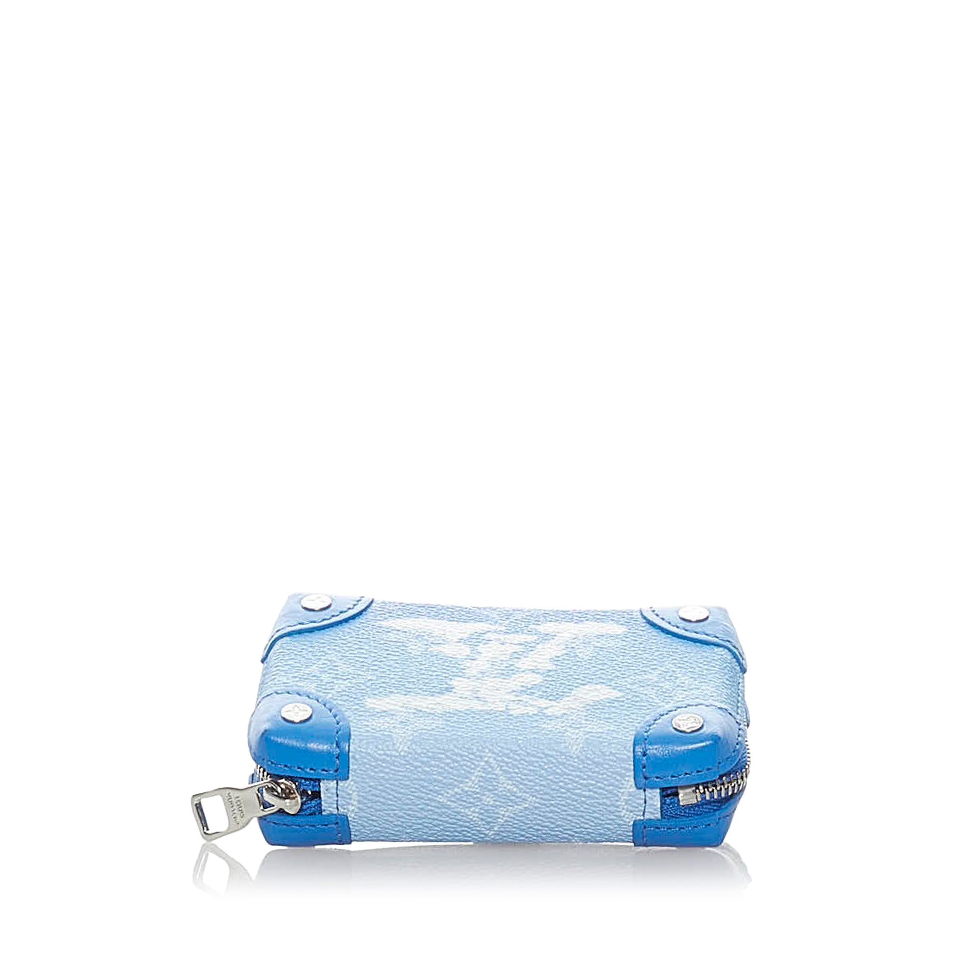 Louis Vuitton Virgil Abloh 2020 Blue Monogram Clouds Coated Canvas Soft Trunk Wallet Silver Hardware