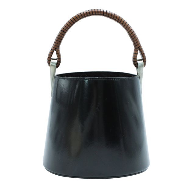 kenzo black leather vintage bucket bag, black