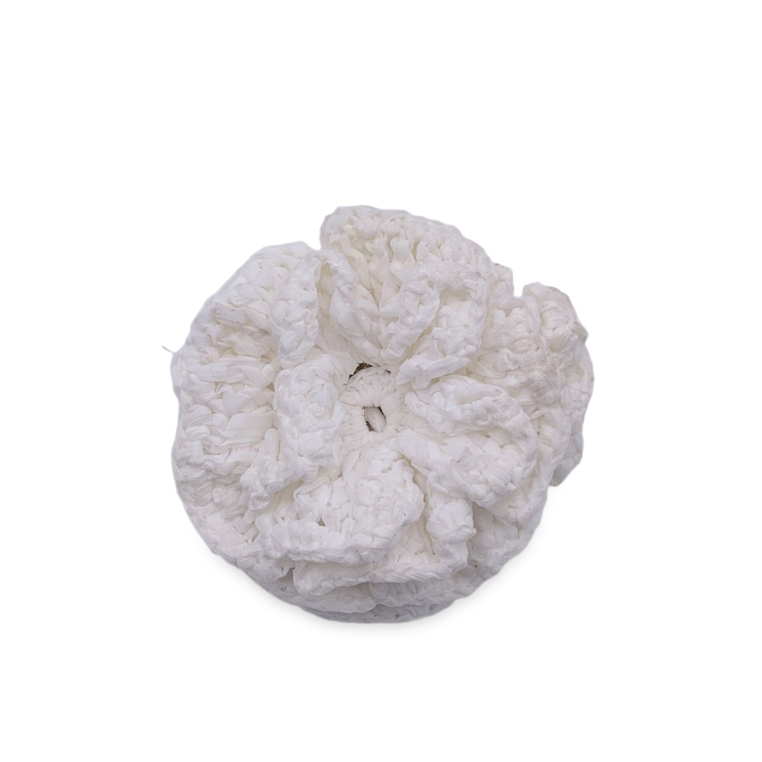 image of CHANEL White Crochet Camellia Camelia Flower Brooch Pin