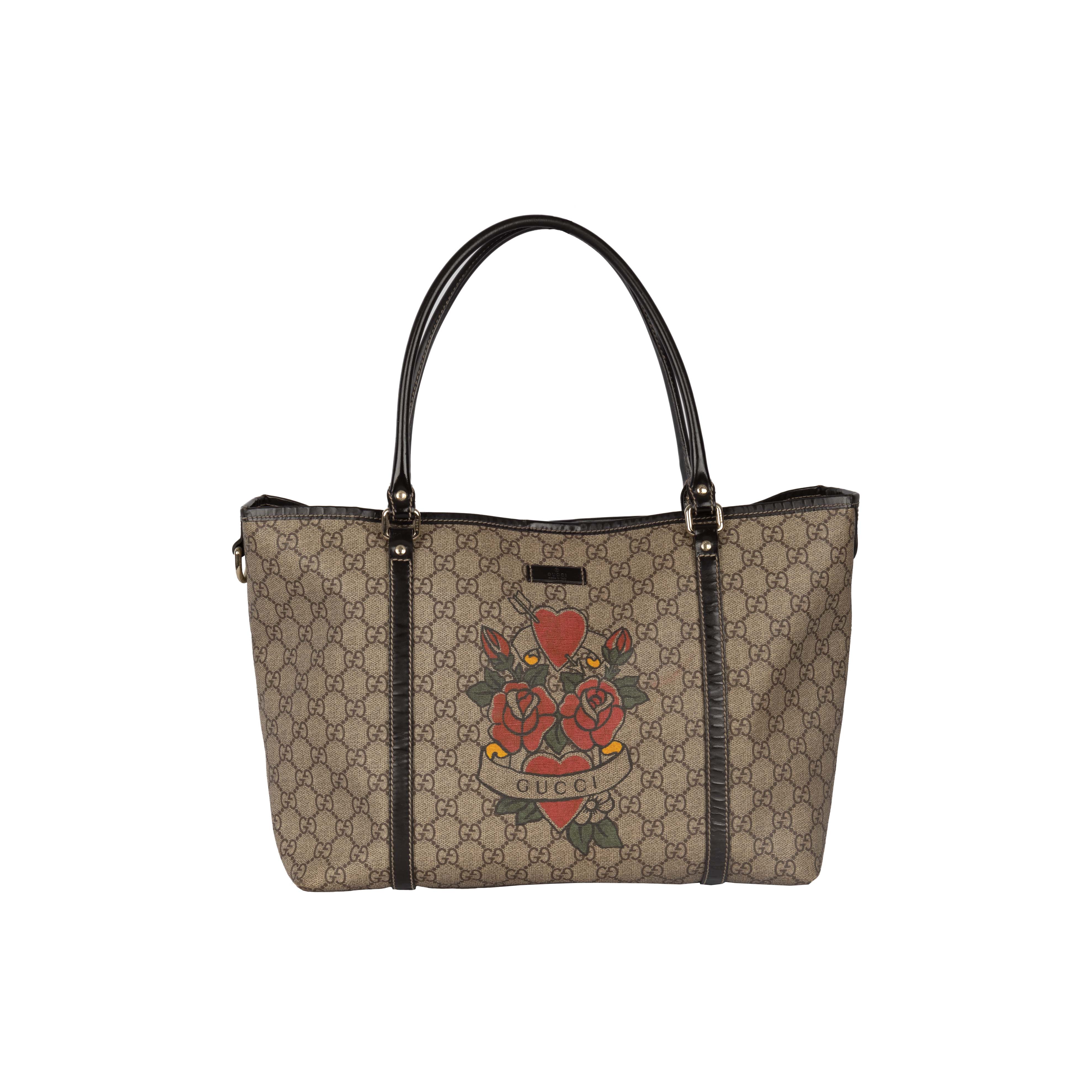 image of GUCCI Gucci Monogram Canvas Tattoo Heart Tote Bag