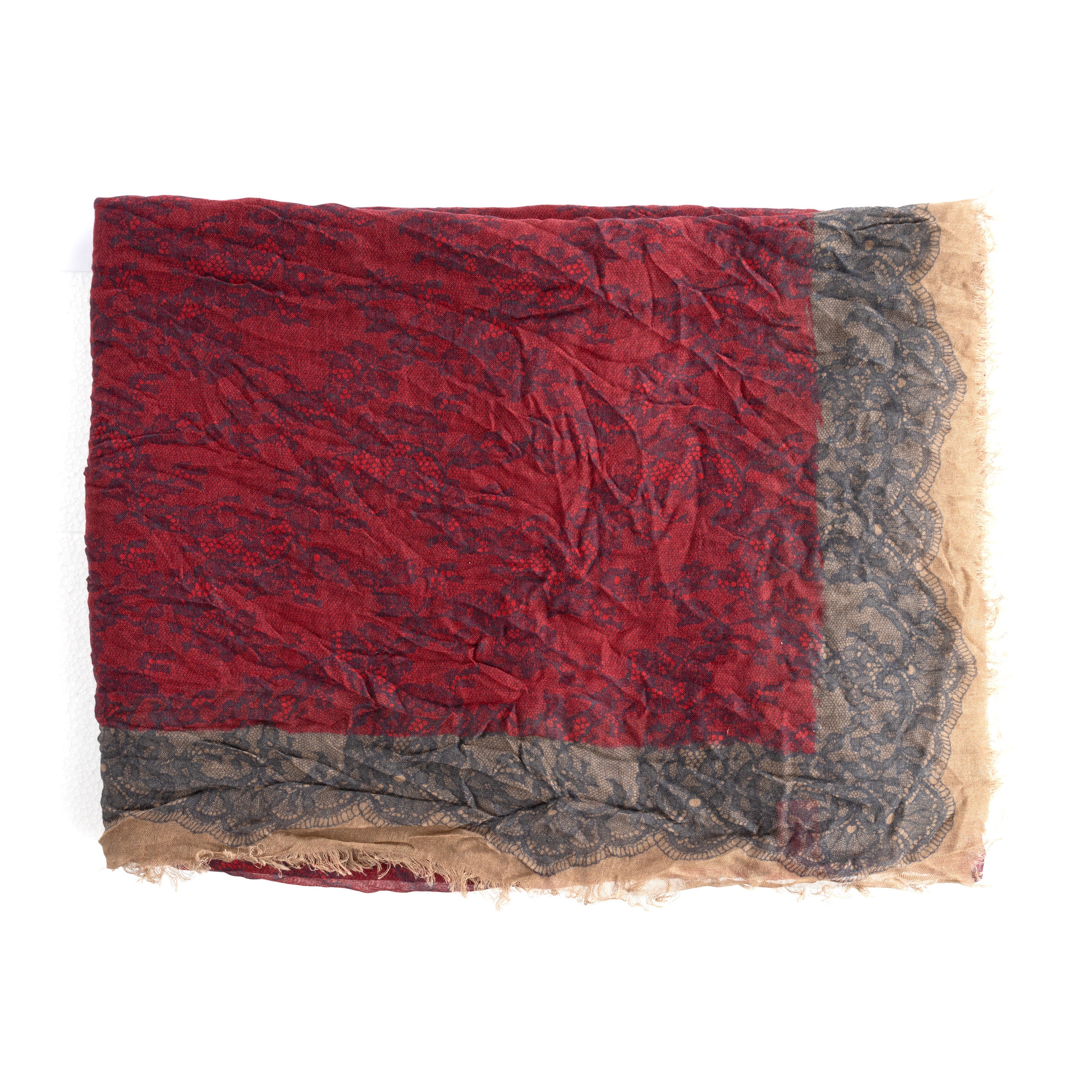 Image of VALENTINO Valentino Red Lace Printed Scarf