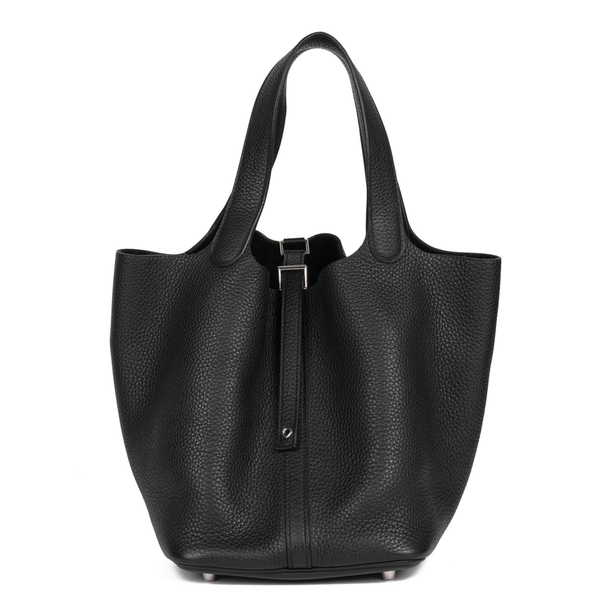 Hermes Black Togo Leather Picotin 22 Tote