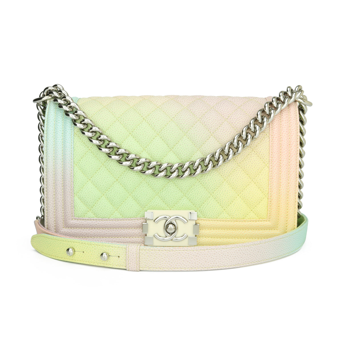 Chanel Medium Boy Rainbow Caviar Shiny Silver Hardware 2018 Product Image