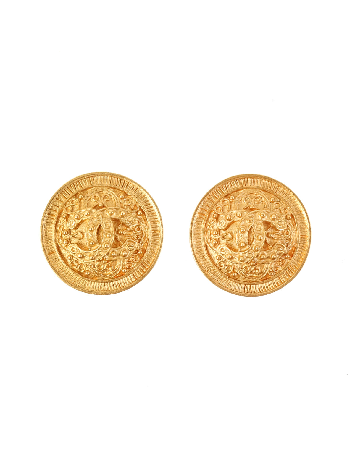 Image of CHANEL 1994 Made Round Dotted Cc Mark Earrings