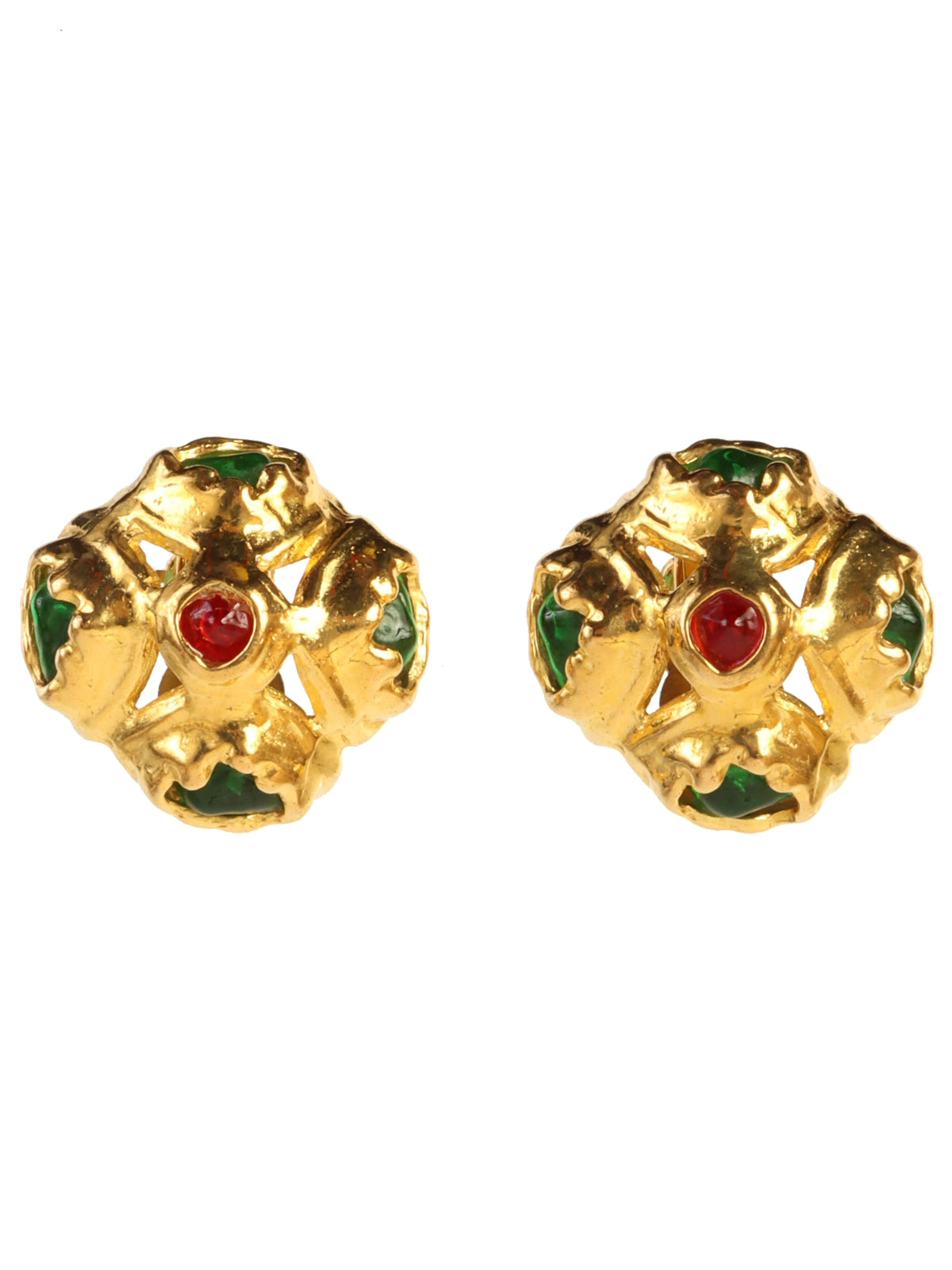 image of CHANEL 1994 Made Gripoix Earring Green/Red